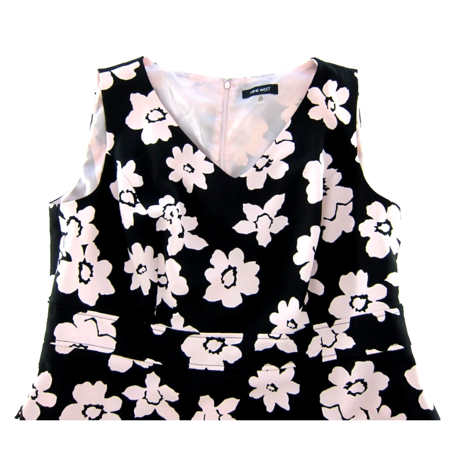 Nine West Nine West Pink Black Floral Sleeveless V-Neck Sheath Sun Dress Women 18W Size XXL / US 16-18 / IT 52-54 - 4 Thumbnail
