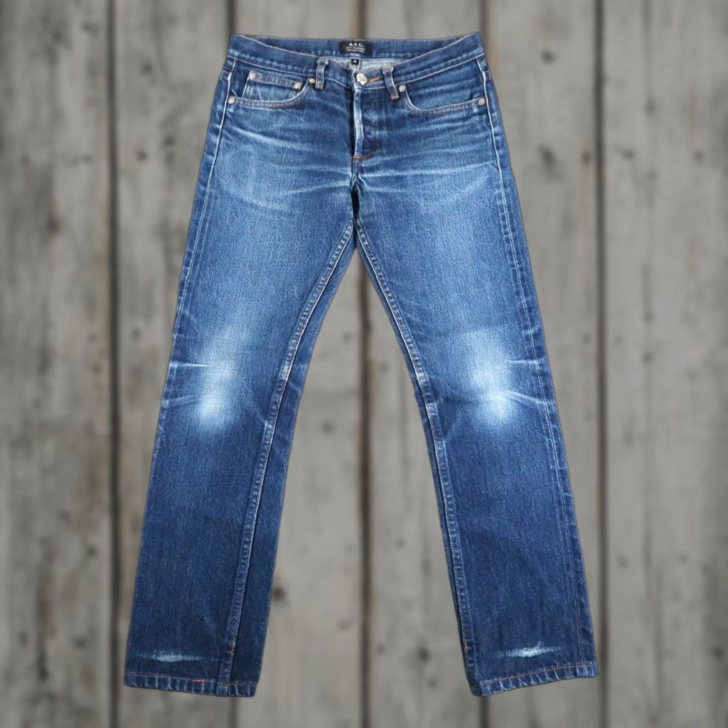 A.P.C. A.P.C. Jeans Mens Slim Regular 28 Blue 5-Pocket Denim Button Fly Petit Standard Whiskers Honeycomb Distressed Vintage? Size US 28 / EU 44 - 1 Thumbnail