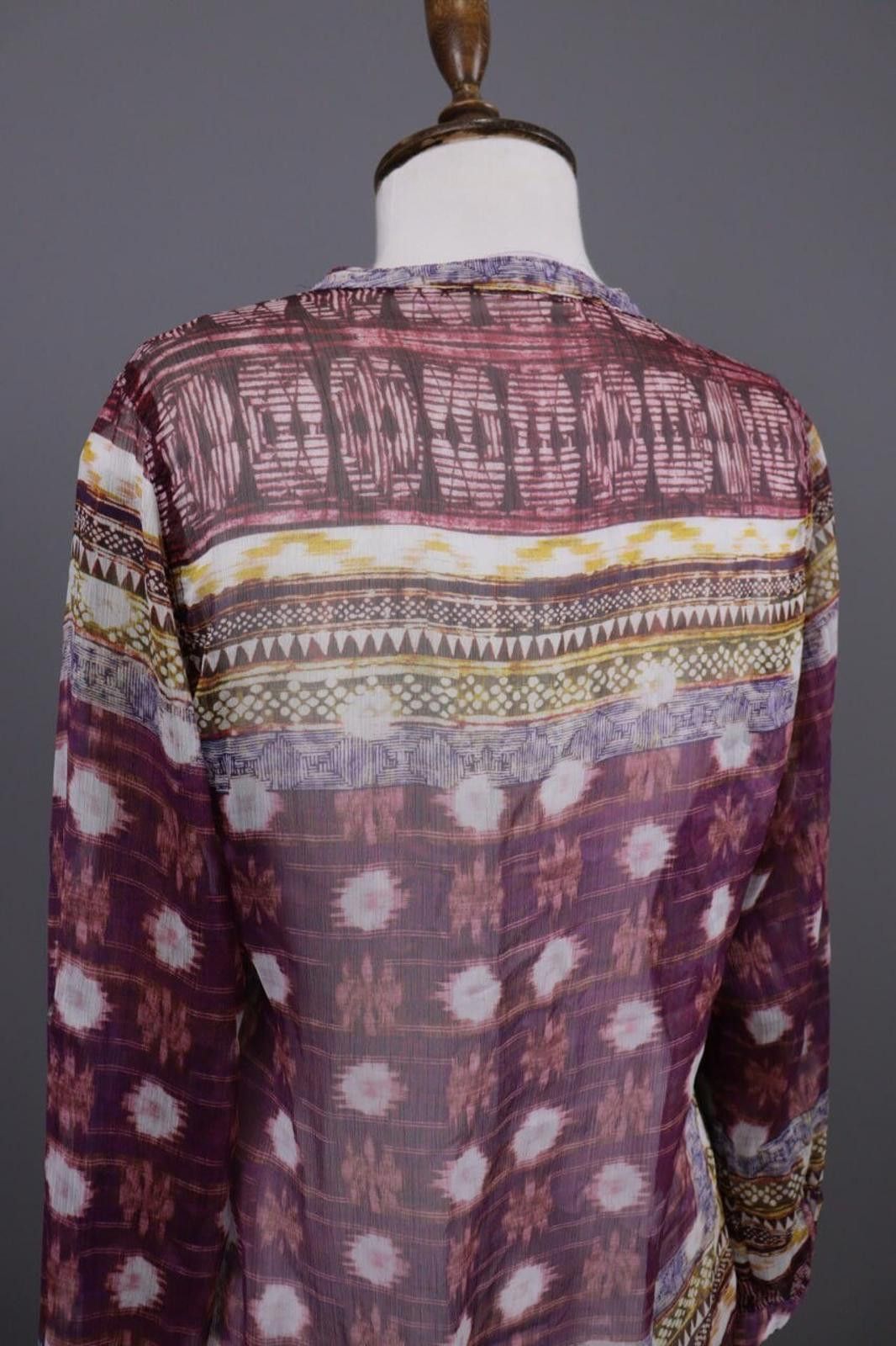 Designer Emily Van Den Bergh Burgundy Aztec Blouse Shirt Size 40 Size M / US 6-8 / IT 42-44 - 11 Thumbnail