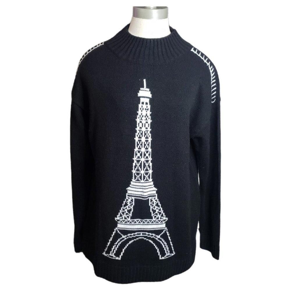 Karl Lagerfeld CT1960 Karl Lagerfeld Paris Black Eiffel Tower Sweater Size S / US 4 / IT 40 - 1 Thumbnail
