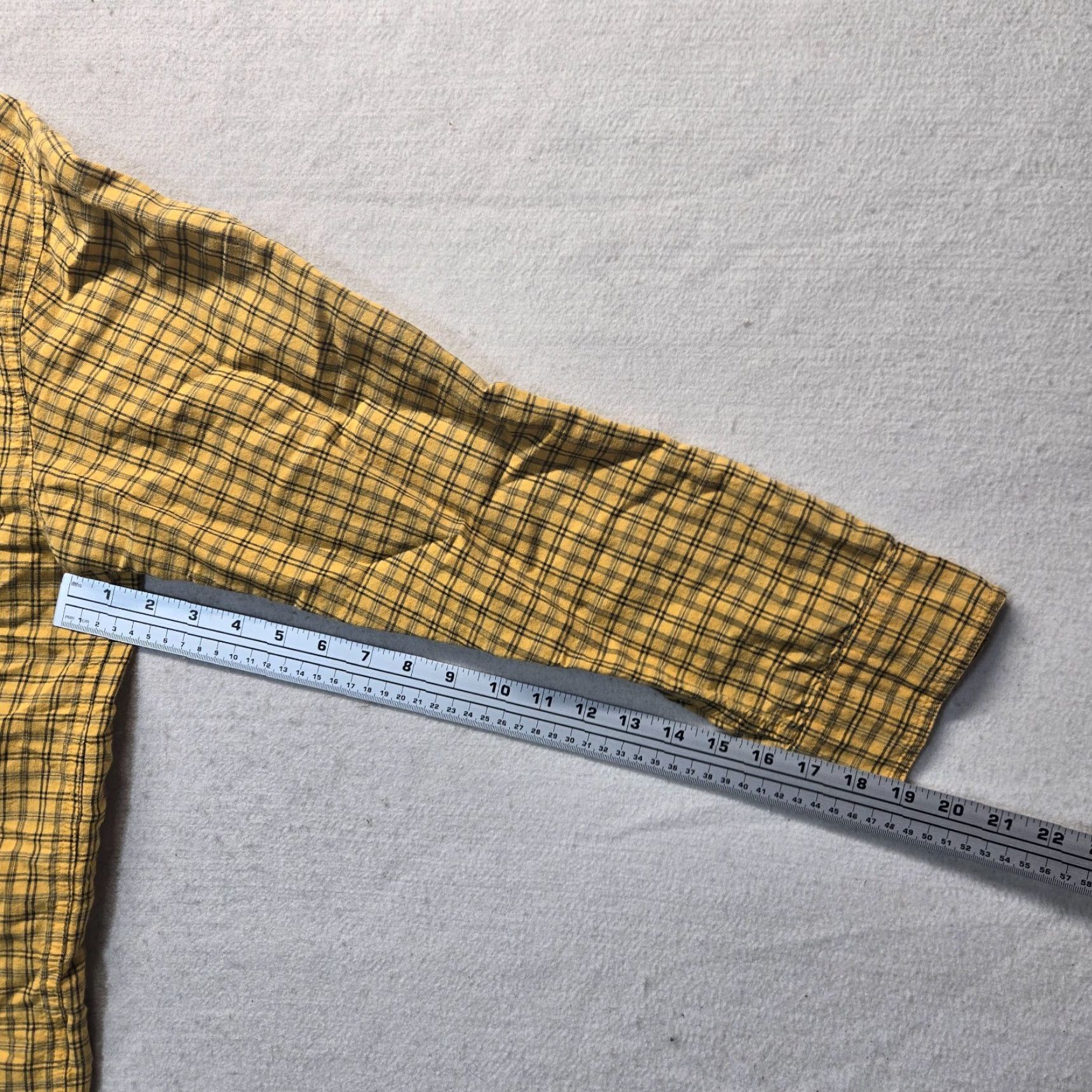 Faded Glory Faded Glory Men’s Button-Up Shirt Long Sleeve Yellow Plaid Cotton Size L Size US L / EU 52-54 / 3 - 5 Thumbnail