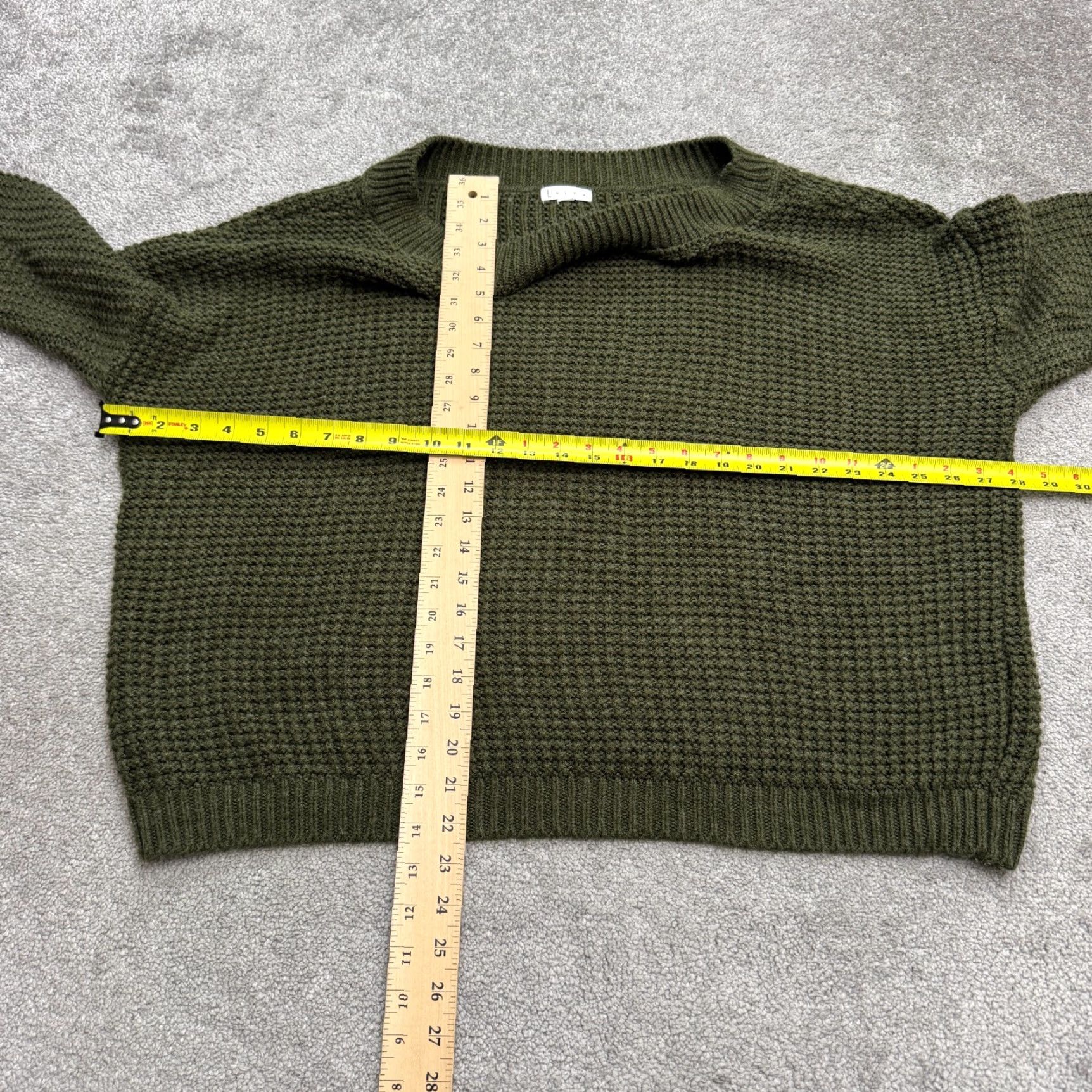Vintage Leith Waffle Knit Oversized Pullover Sweater Womens XL Dark Green Boat Neck Size XL / US 12-14 / IT 48-50 - 6 Thumbnail