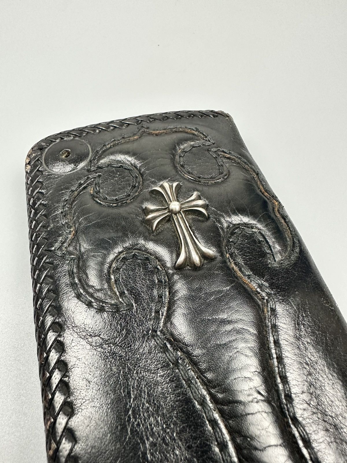 Genuine Leather 🔥Sick🔥Chrome Hearts Inspired Handmade Leather Long Wallet Size ONE SIZE - 6 Thumbnail
