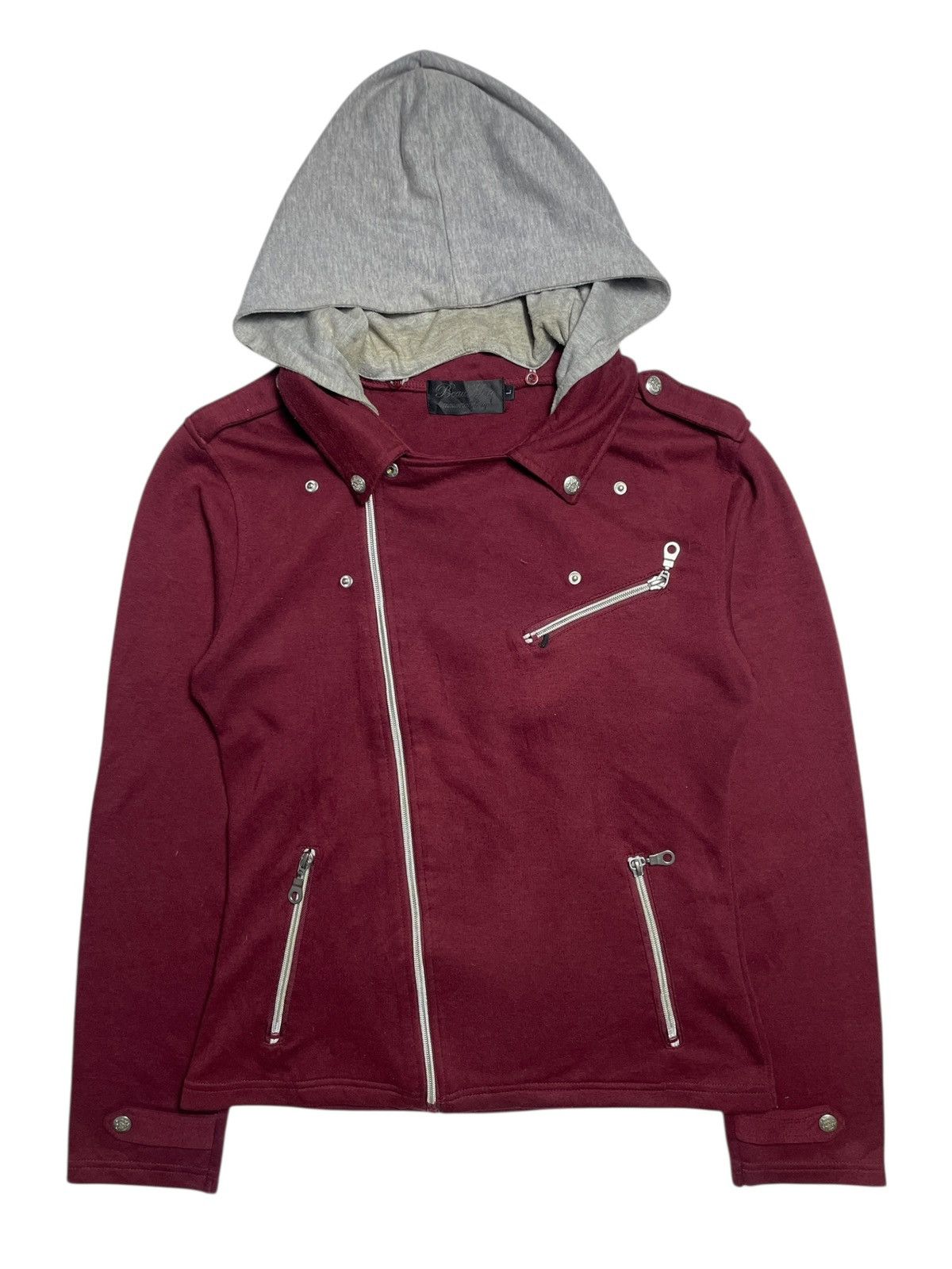 PPFM 2000’s Beaumere - Asymmetrical Bikers Hooded Jacket Size US S / EU 44-46 / 1 - 2 Thumbnail
