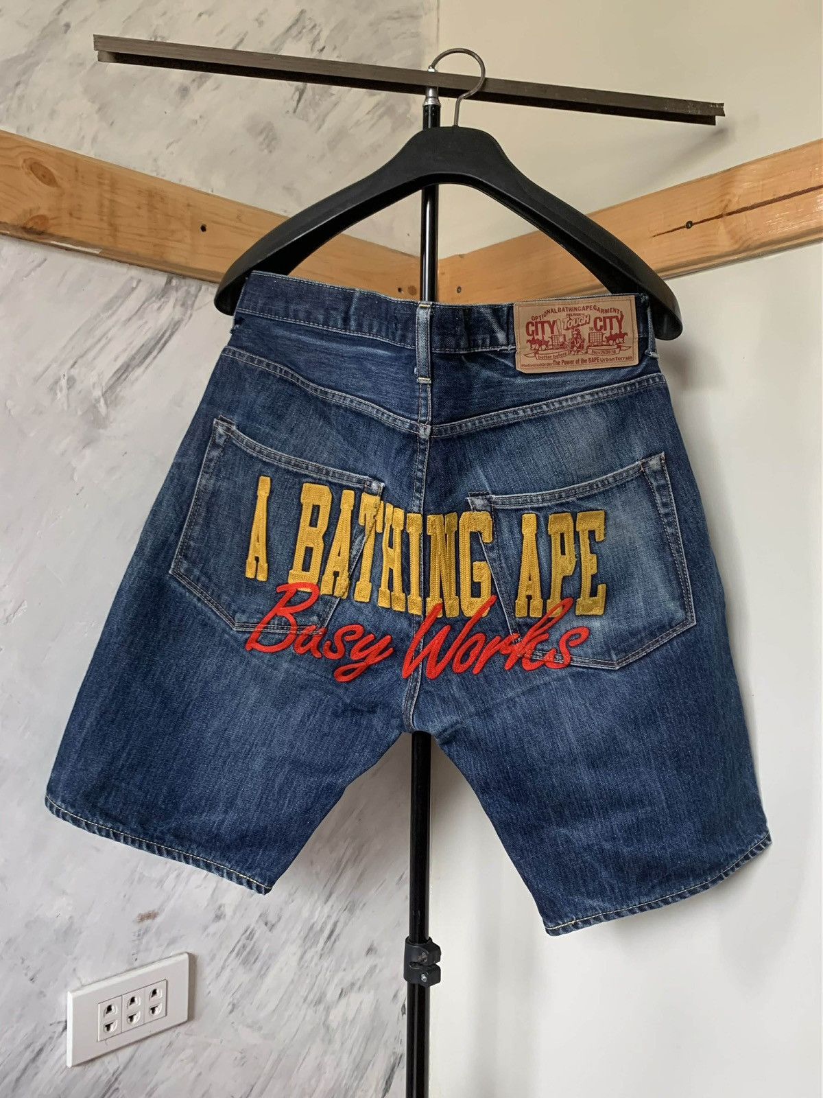 Bape A Bathing Ape (BAPE) "Busy Works" embroidered denim shorts Size US 32 / EU 48 - 2 Thumbnail