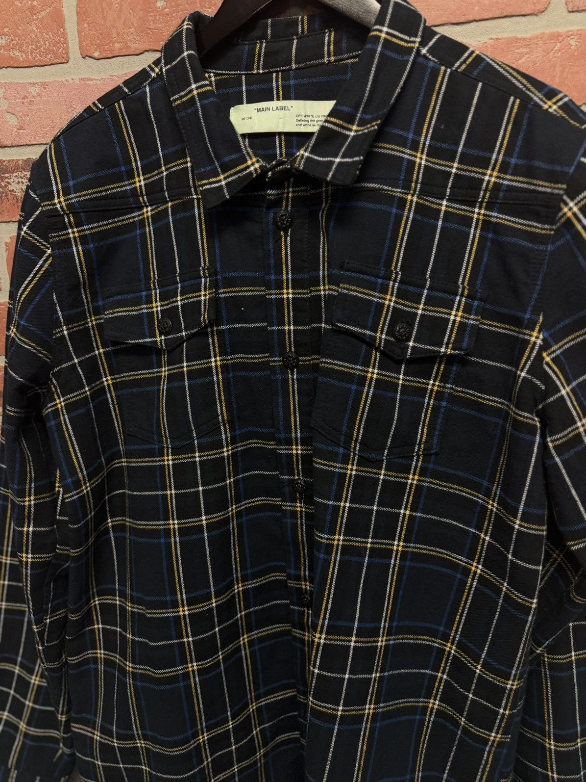 Off-White Off White Flannel Size XL Button Up Blue Yellow Size US XL / EU 56 / 4 - 4 Thumbnail