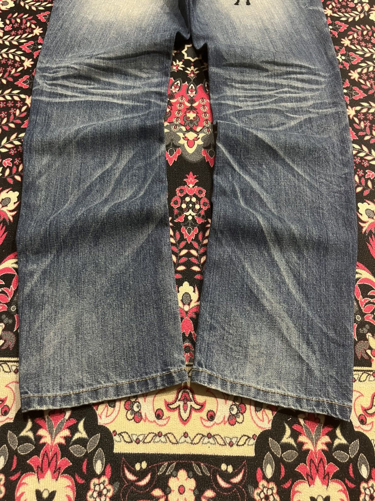 Hysteric Glamour Vintage Lolita “Doodles Skull” Distressed Blue Washed Jeans Size US 32 / EU 48 - 15 Thumbnail