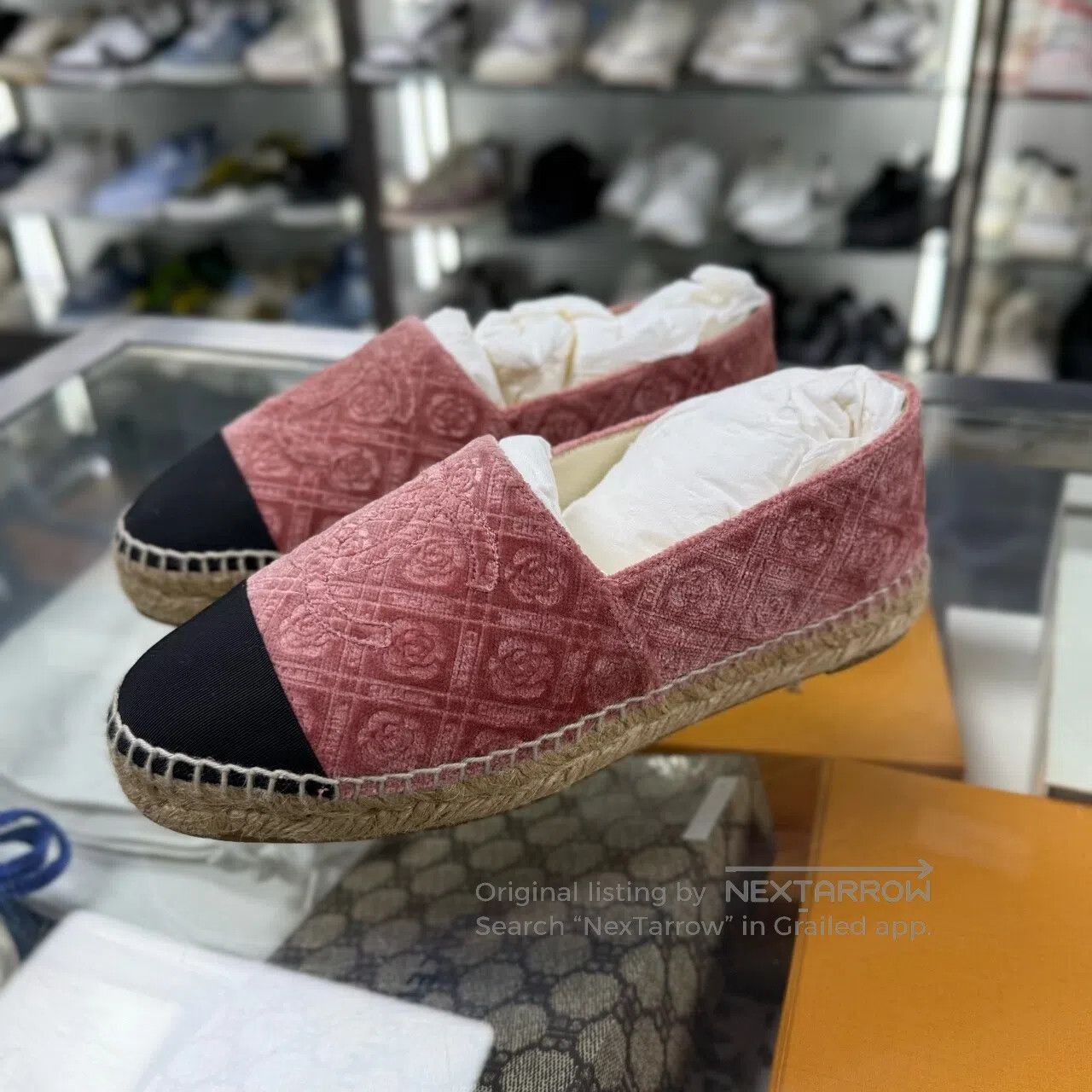 Chanel Chanel Red Velvet Camellia Fisherman's Shoes Size US 5.5 / IT 35.5 - 2 Thumbnail