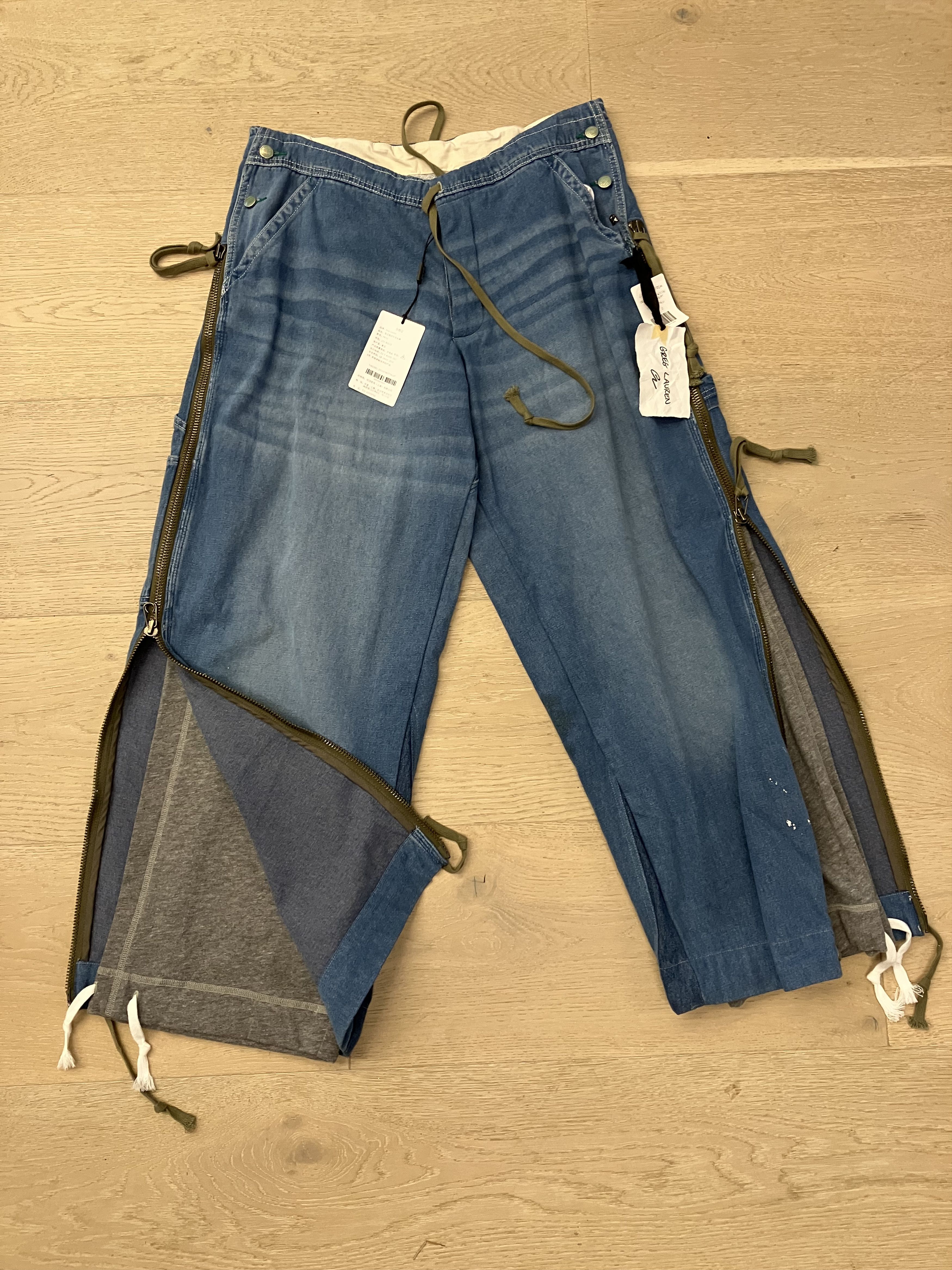 Greg Lauren NWT $1600 Greg Lauren Denim Zip Wide Leg With Sweat Size 2 Size US 32 / EU 48 - 6 Thumbnail