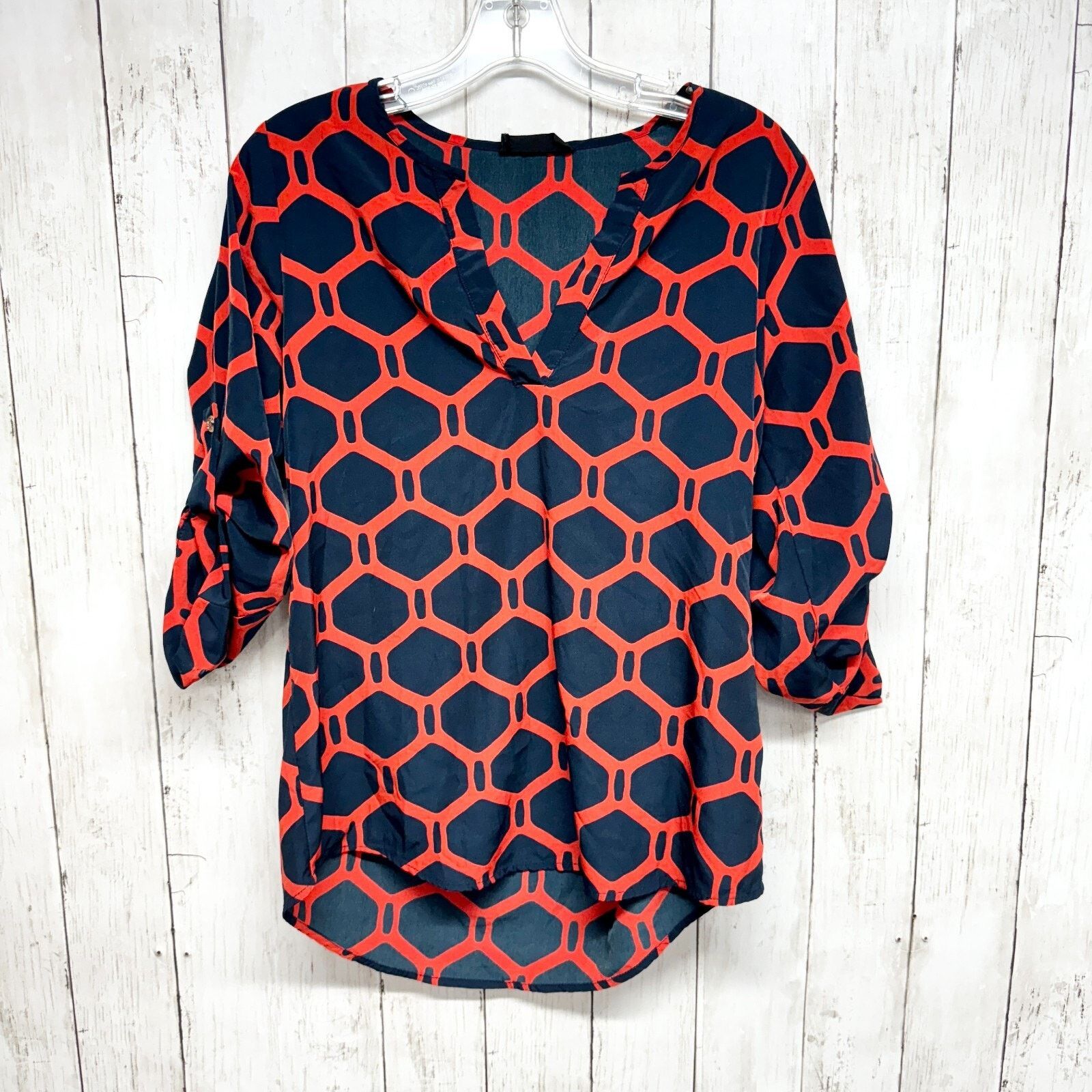 Other Peach Love Blouse Sz Small 1/2 Button Sleeve Geometric Boho Size S / US 4 / IT 40 - 1 Thumbnail