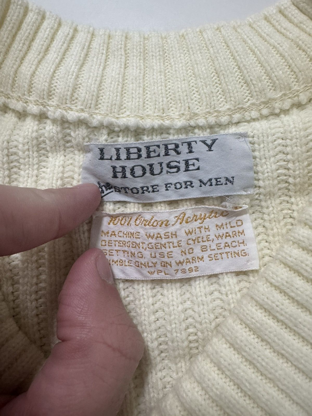 Other 🤍 Vintage 70s Cream Ribbed V-Neck Sweater 🤍 Size US L / EU 52-54 / 3 - 3 Thumbnail
