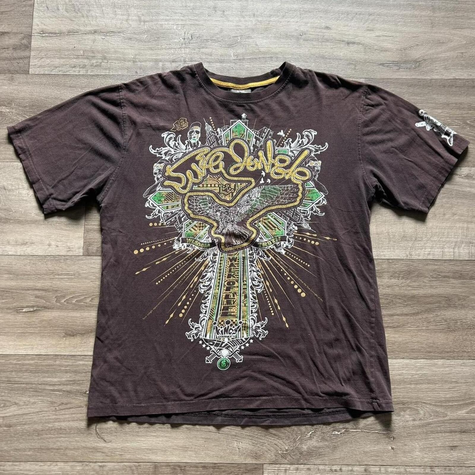 Affliction Brown y2k Big Print Graphic t shirt style size XL Size US XL / EU 56 / 4 - 1 Thumbnail