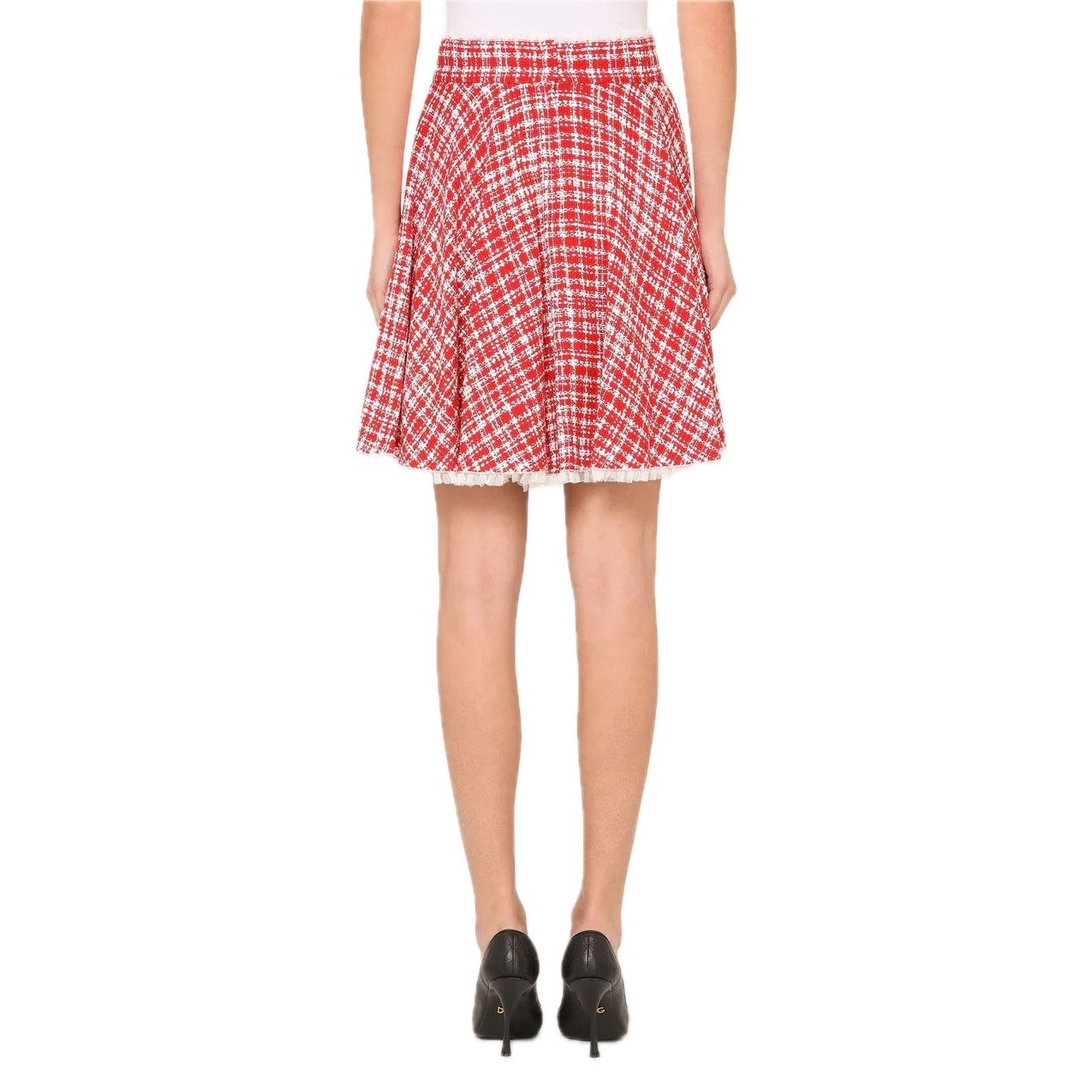 Dolce & Gabbana Dolce & Gabbana Red White Tweed Circle Mini Skirt IT 38 US Size 26" / US 2 / IT 38 - 6 Thumbnail
