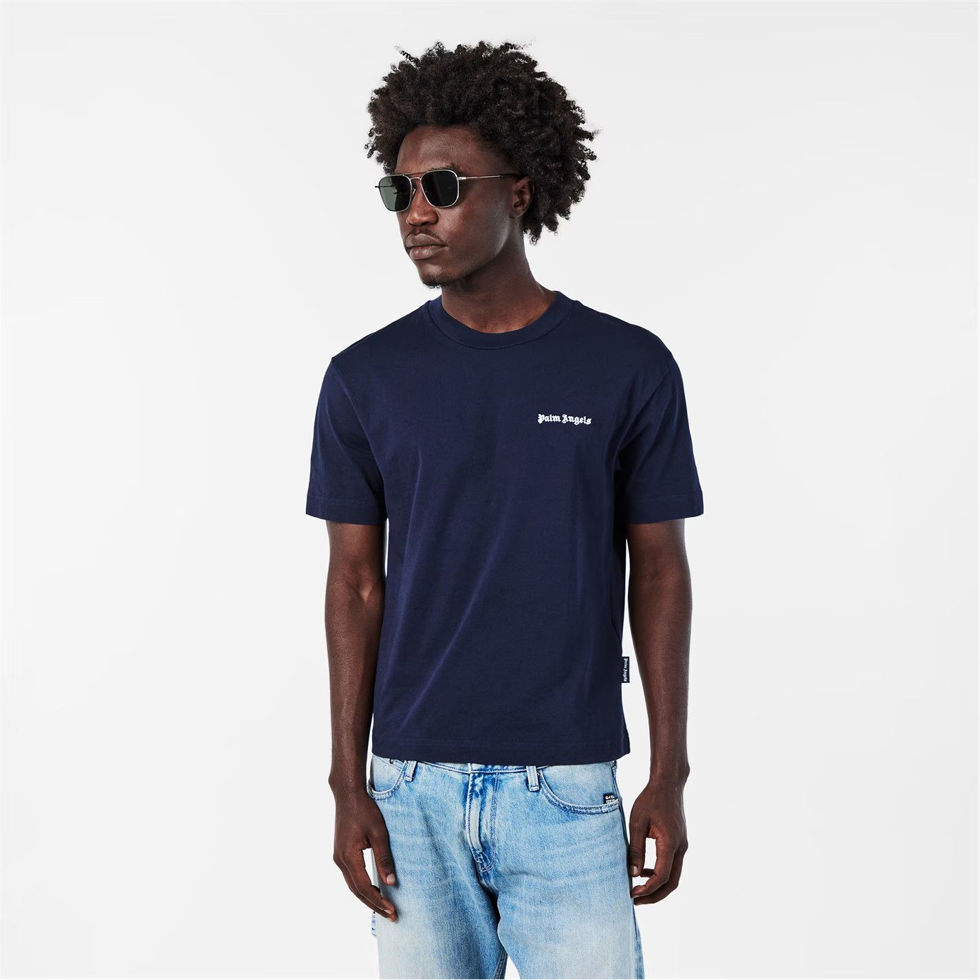 Palm Angels o1g2r1mq0426 Embroidered Logo T-Shirt in Navy Size US XS / EU 42 / 0 - 3 Thumbnail