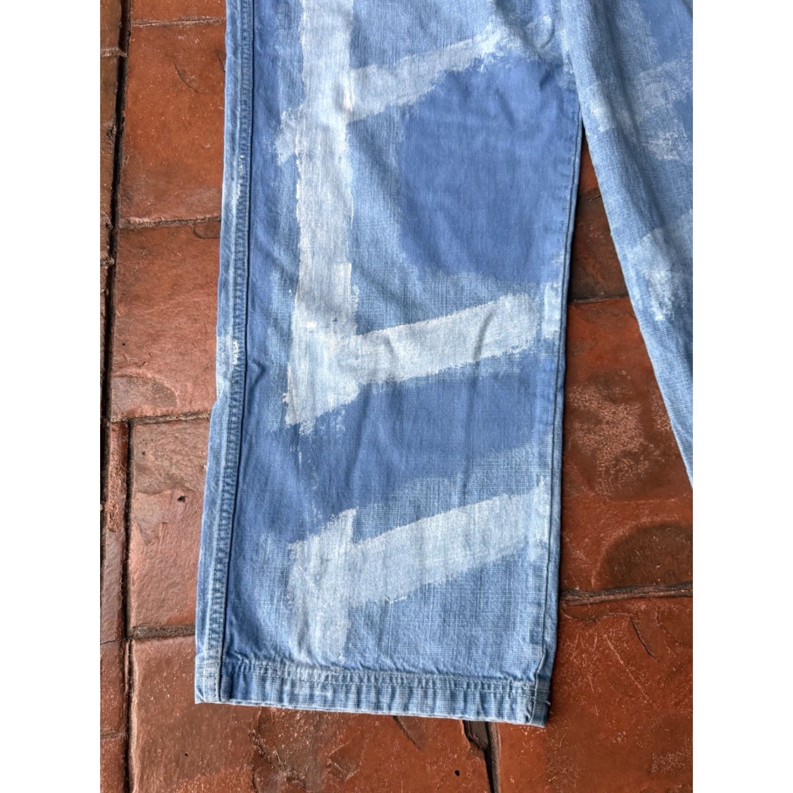 Fubu VINTAGE FUBU Baggy Jeans Men 38x34 Denim Straight Hip Hop 5-Pocket Stains Paint Splatter Blue Mens Size US 33 - 6 Thumbnail