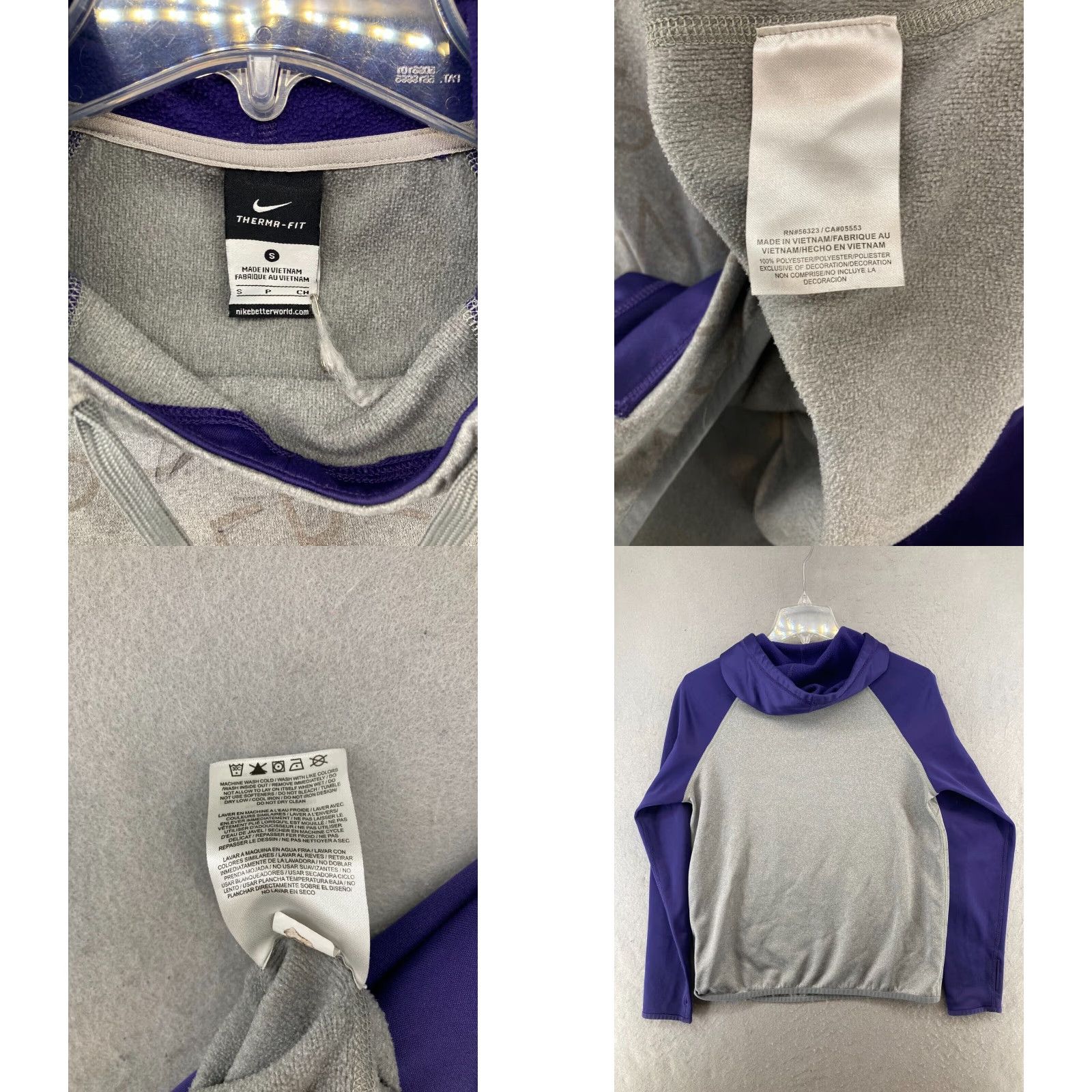 Nike Nike Mens Hoodie Small Gray Purple Clemson Tigers Therma Fit SIGNED Size US S / EU 44-46 / 1 - 8 Thumbnail
