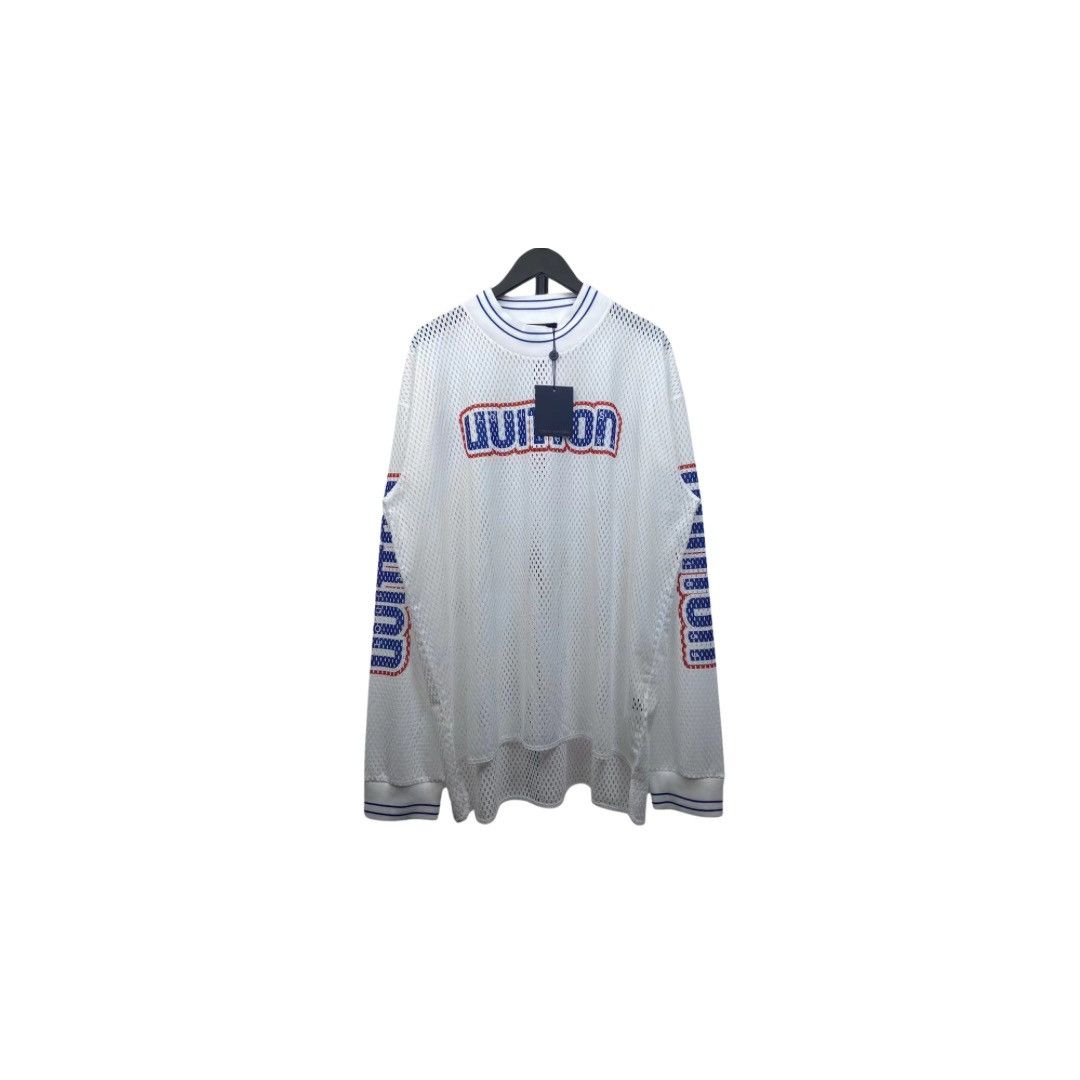 image of Louis Vuitton White Mesh Long Sleeve Mock T-Shirt, Men's (Size 2XL)