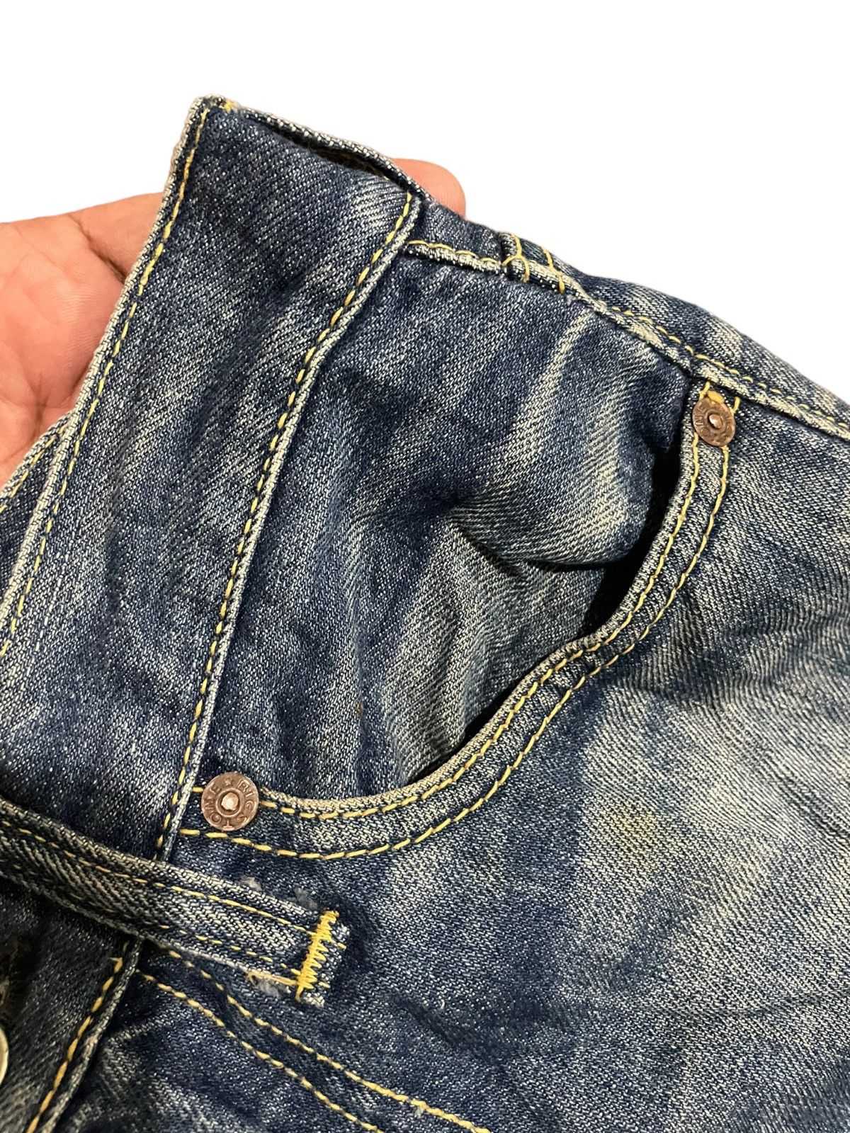 Vintage 60s Bell bottom Flared Bootcut Bigstone V Stitch VTG Jeans Size US 27 - 13 Thumbnail
