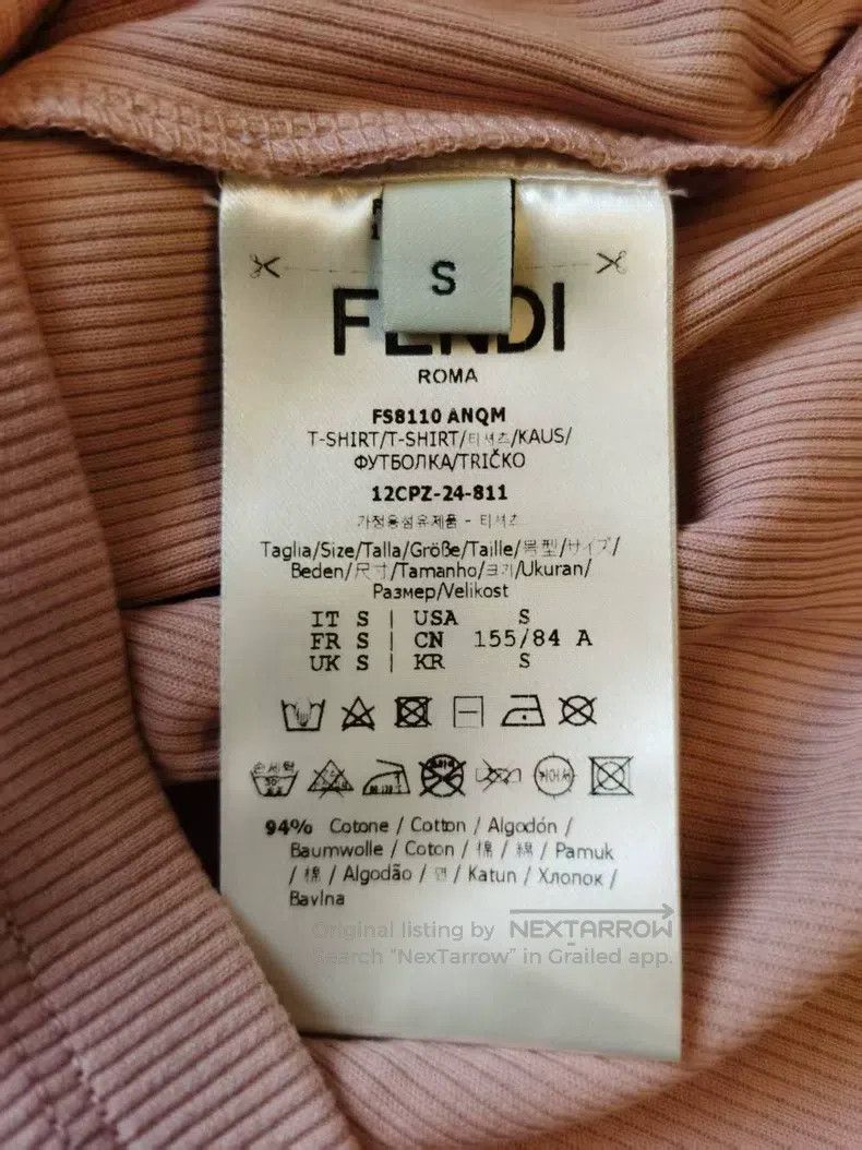 Fendi Fendi Pink Knitted Short-sleeved Top with Dark Green Lette Size S / US 4 / IT 40 - 7 Thumbnail