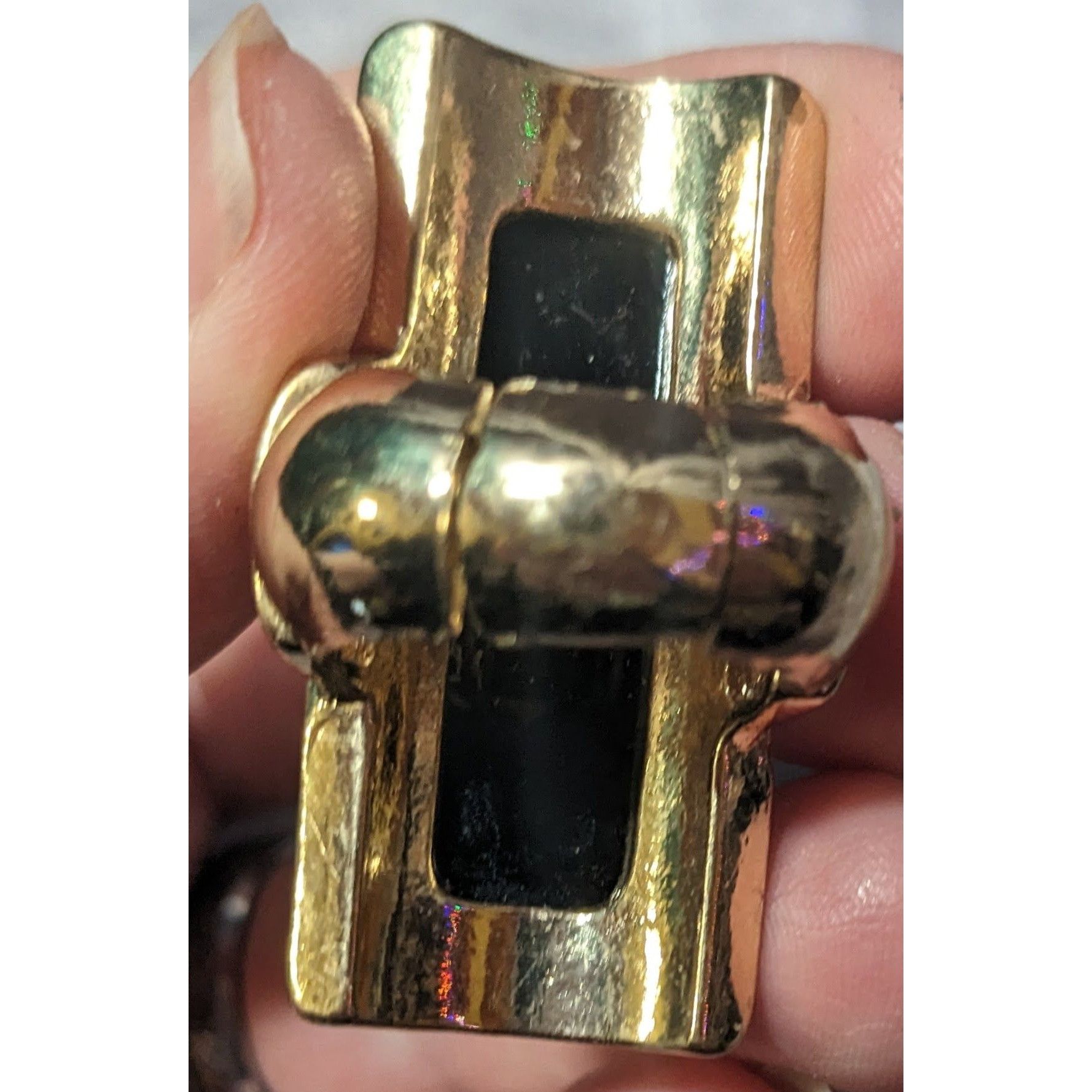 Other Art Deco Style Glam Black And Gold Stretch Statement Ring Si Size ONE SIZE - 15 Thumbnail