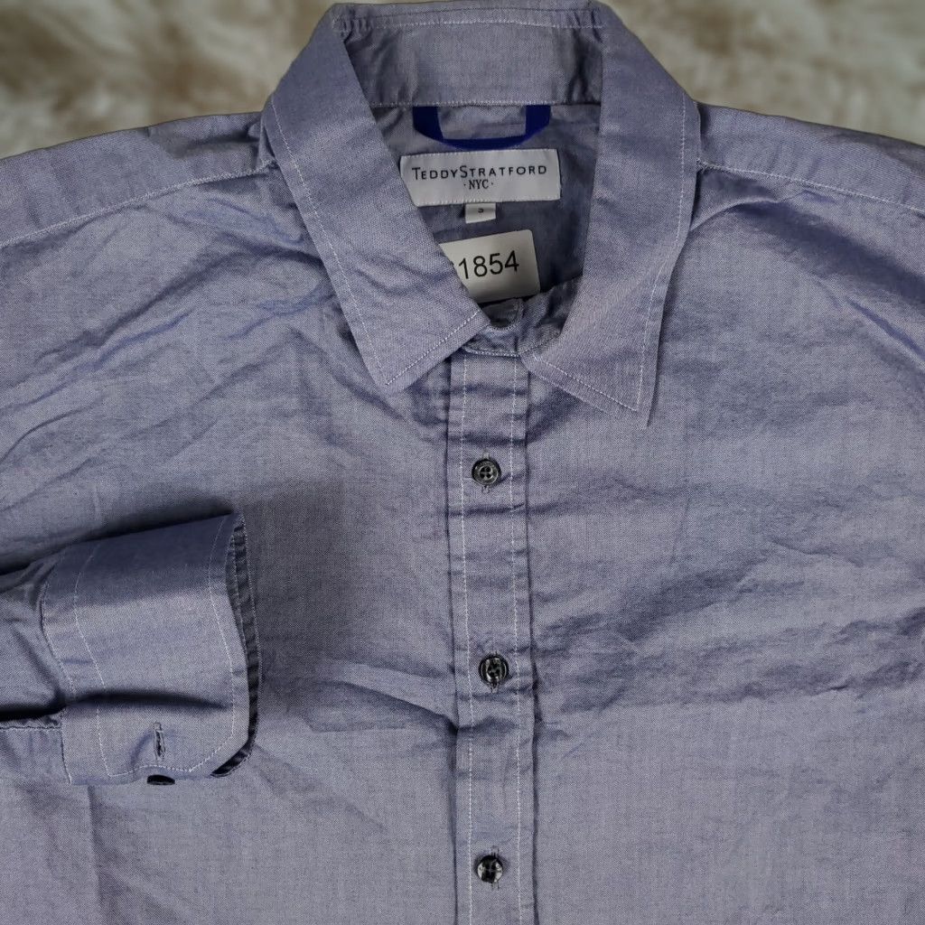 Vintage VINTAGE Teddy Stratford Men's Shirt Casual Button-Up Long Sleeve Blue Cotton Size 3 Size US S / EU 44-46 / 1 - 1 Thumbnail