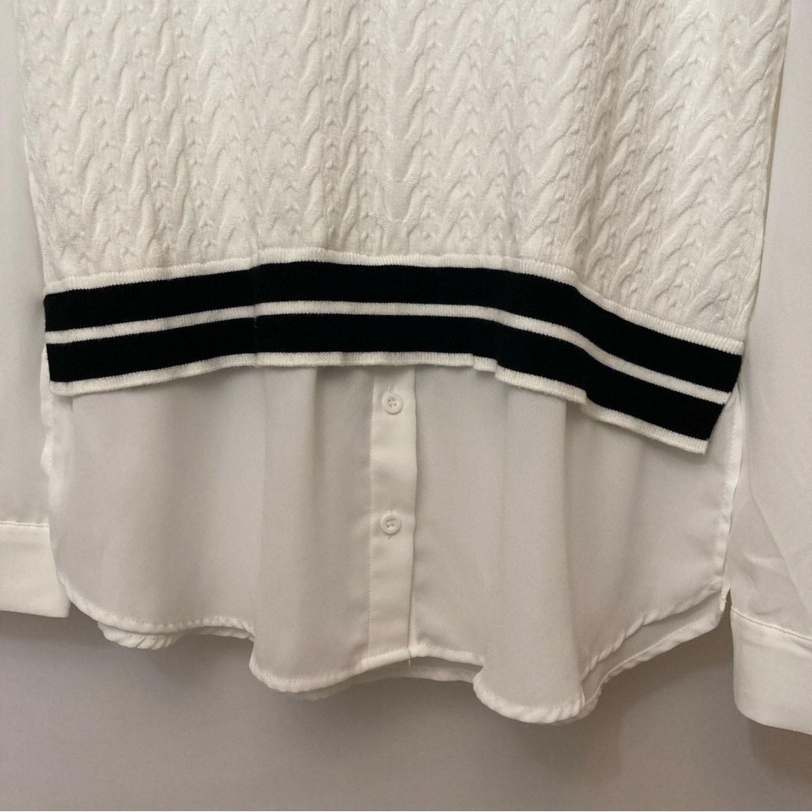 Adrianna Papell Adrianna Papell Ivory White Button Sweater Vest Blouse Top Size M / US 6-8 / IT 42-44 - 5 Thumbnail