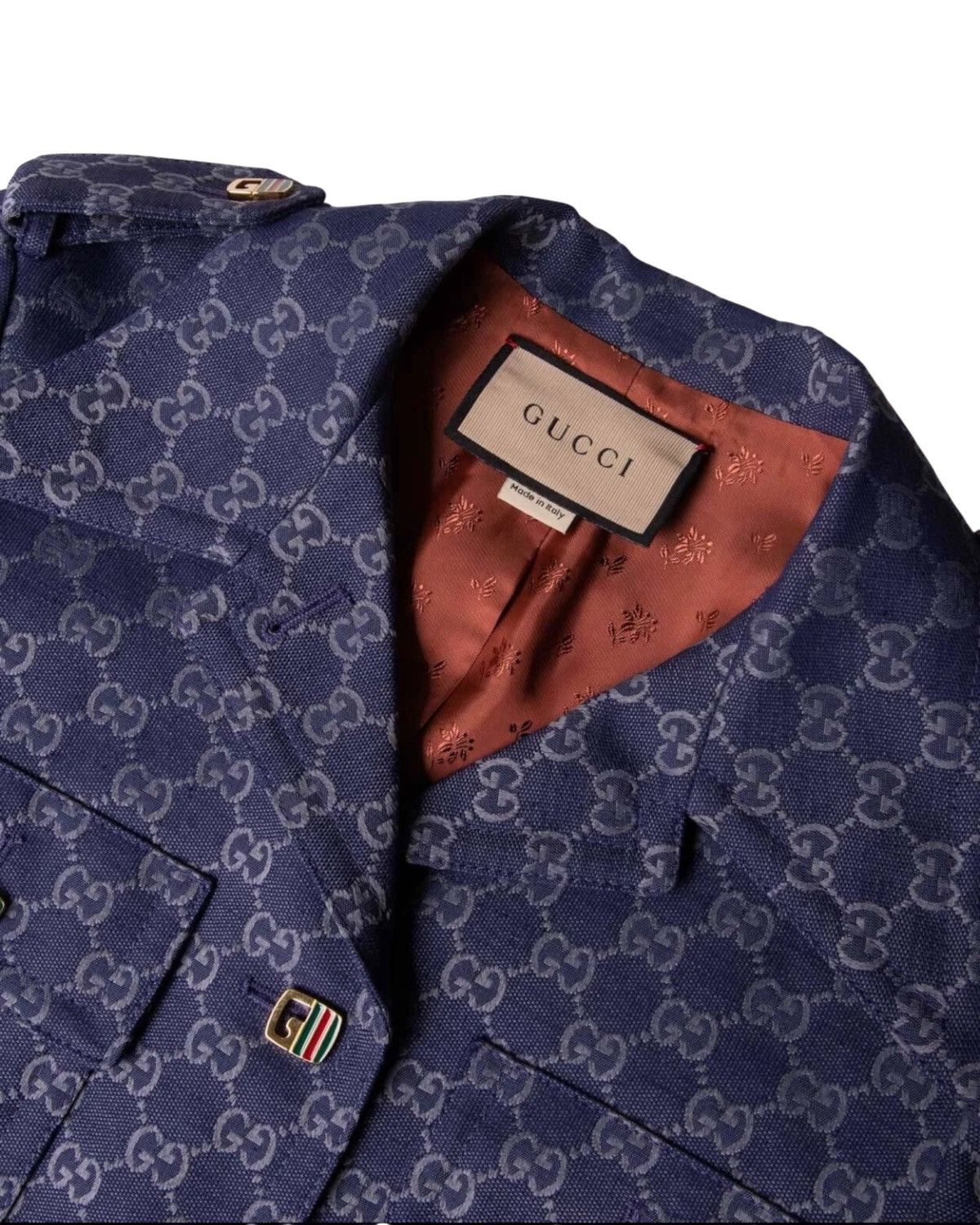 Gucci Gucci Interlocking GG Canvas Jacket Shirt in Blue Size M / US 6-8 / IT 42-44 - 4 Thumbnail