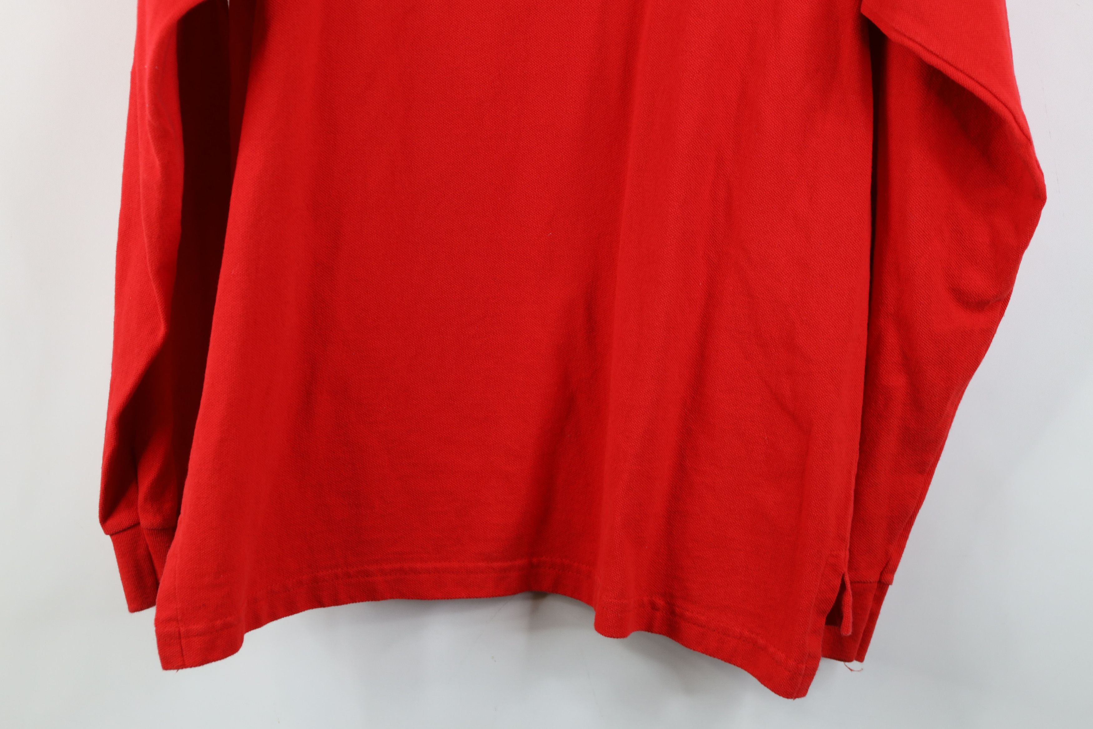 Vintage Vintage 90s Streetwear Long Sleeve Rugby Polo Shirt Red Size US L / EU 52-54 / 3 - 12 Thumbnail