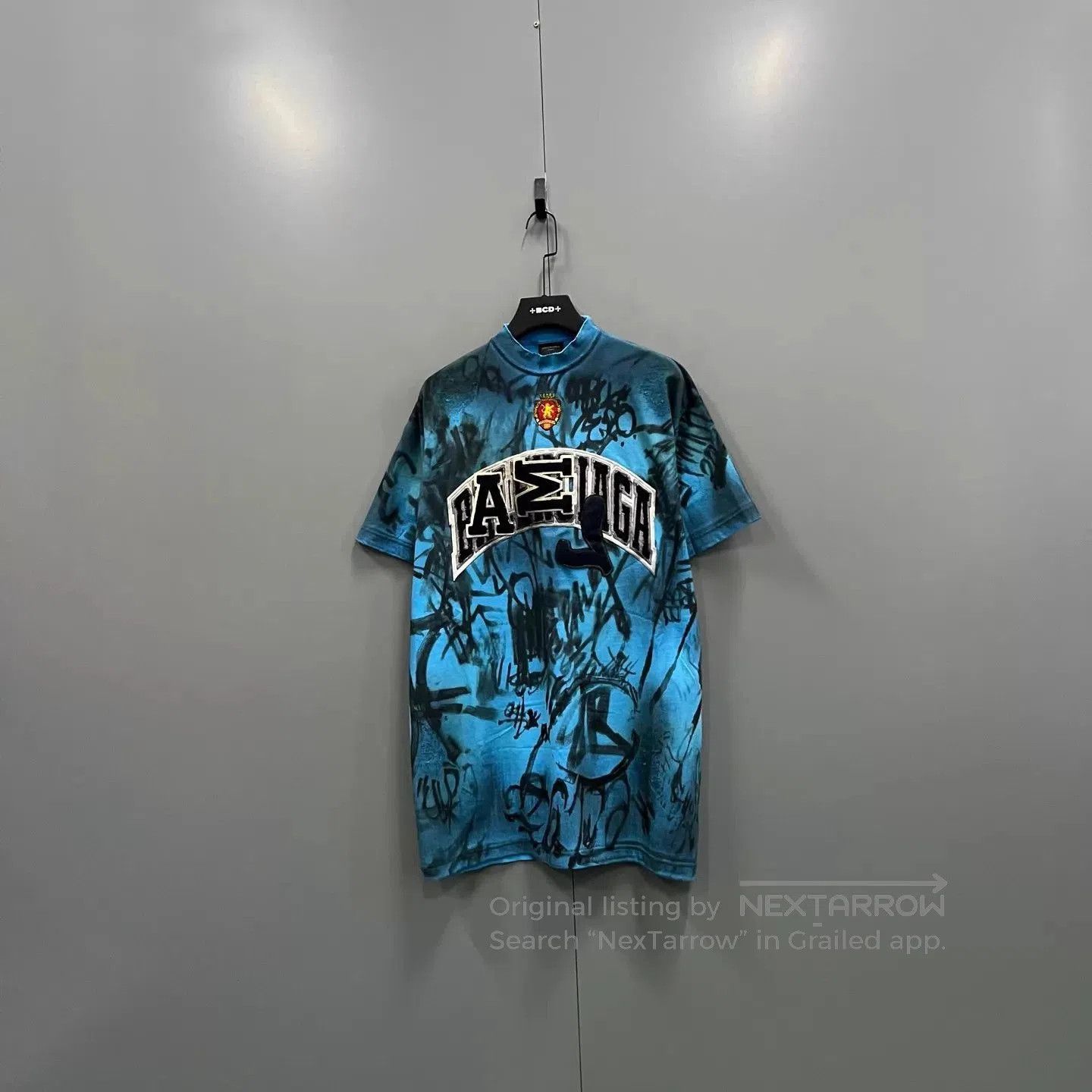 Balenciaga Blue Graffiti Print Short Sleeve Shirt. Size US S / EU 44-46 / 1 - 1 Thumbnail
