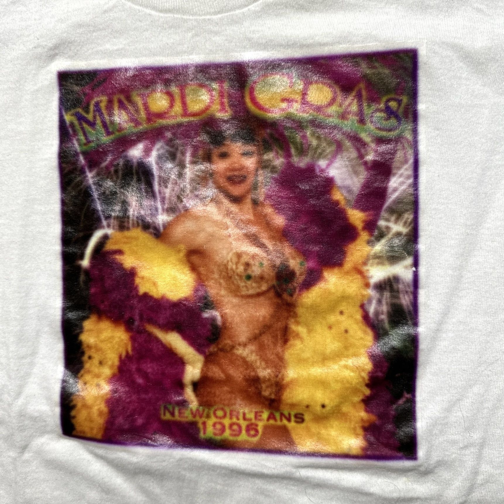 Vintage VINTAGE New Orleans Mardi Gras Jazz Dancer 1996 Abstract Art T-Shirt SZ L White Men L Jazz Shirt Art 90s? Size US L / EU 52-54 / 3 - 4 Thumbnail