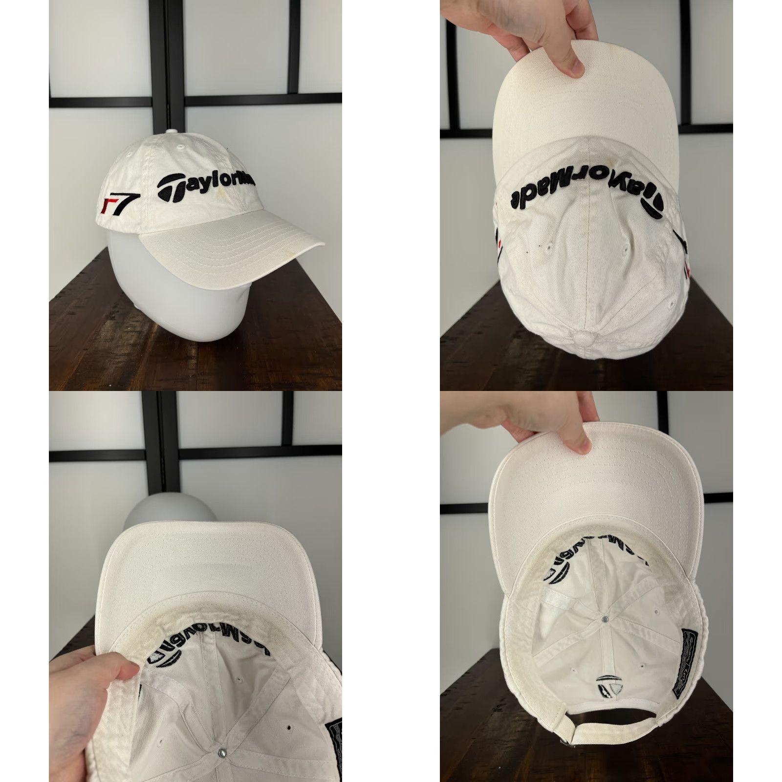 TaylorMade Taylormade Hat Cap Adjustable One Size White Cotton Twill Golf Hat Mens Cap R7 Twill Golf Golfer Logo White Cap Size ONE SIZE - 8 Thumbnail
