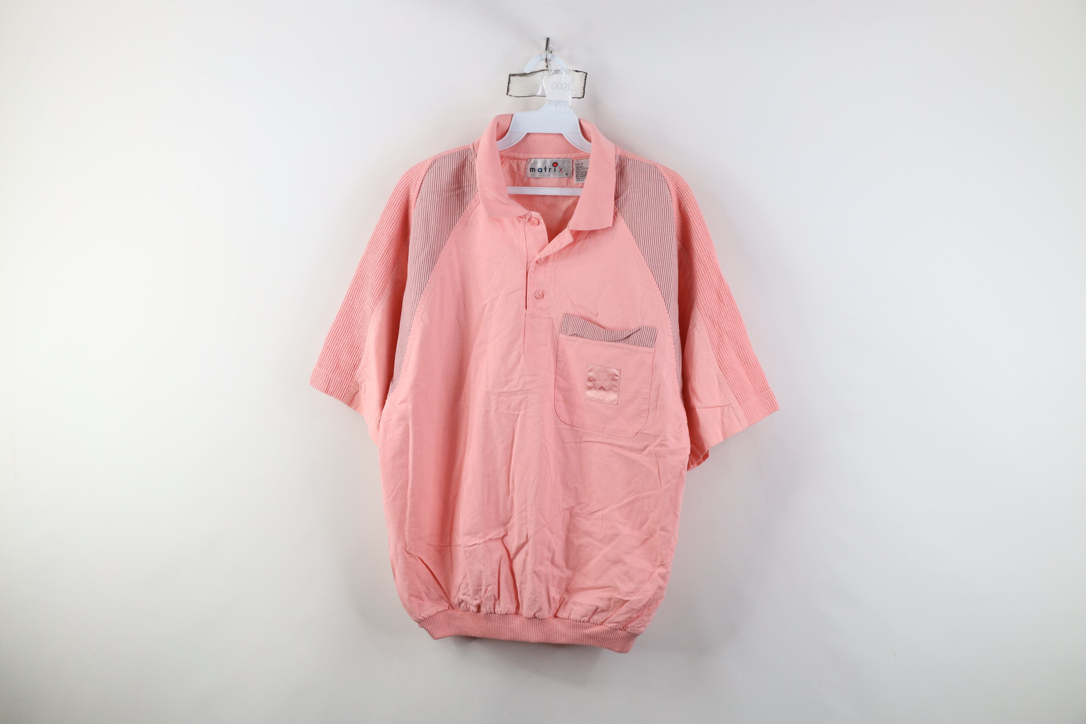 Vintage Vintage 80s 90s Streetwear Ribbed Pullover Polo Shirt Pink Size US S / EU 44-46 / 1 - 1 Thumbnail
