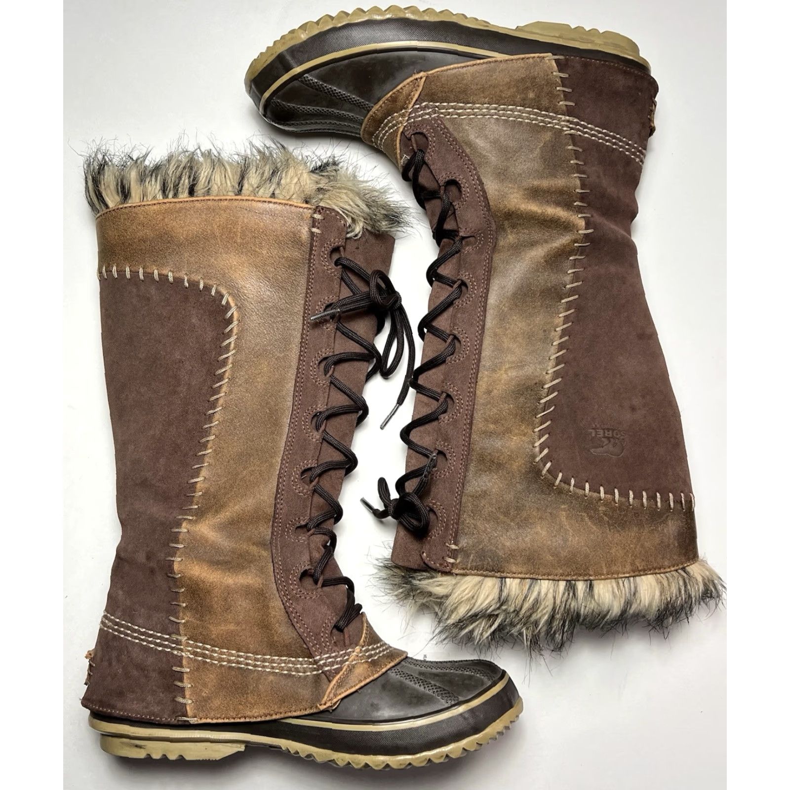 SOREL Sorel Cate The Great Boots Womens Knee High Winter Fur Lace Up Waterproof Insulated 14.75” Brown Size 7 NL1572-256 Size US 7 / IT 37 - 2 Thumbnail
