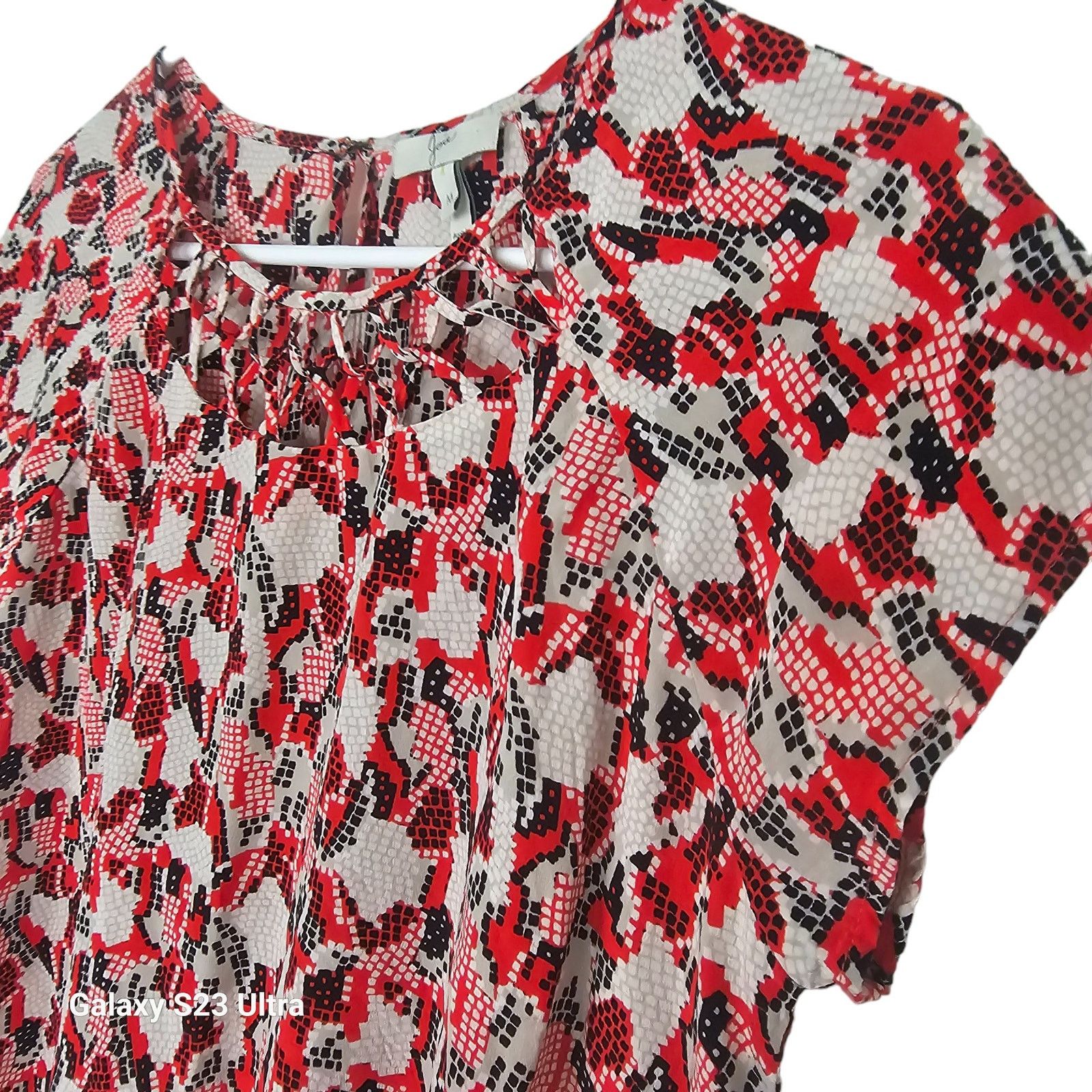 Joie Joie Silk Blouse Geometric Snake Lattice Neck Bartlett Poppy Size M / US 6-8 / IT 42-44 - 5 Thumbnail