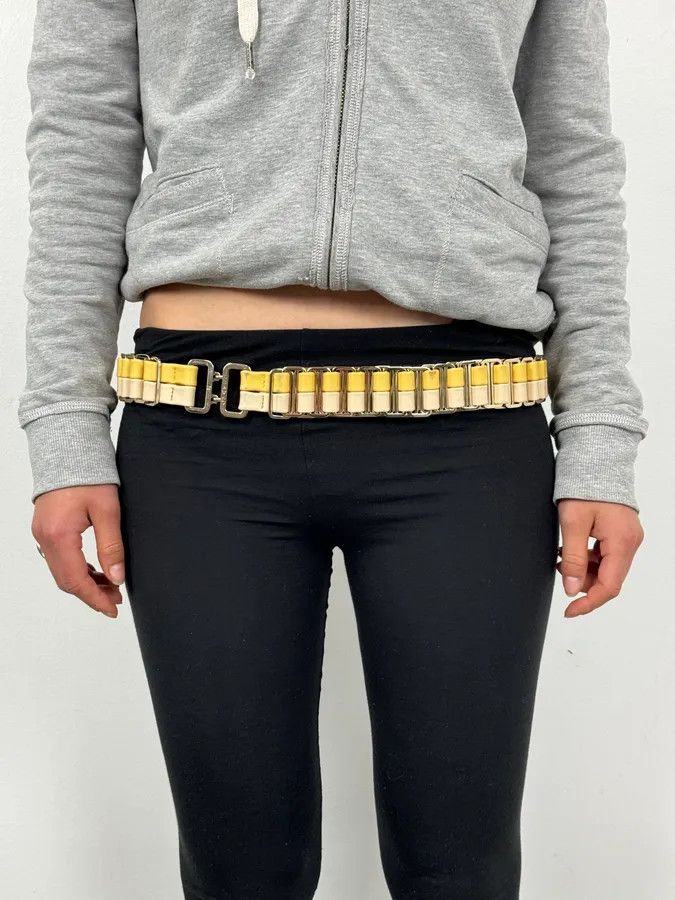Chanel Chanel Cream & Yellow Steel And Leather Belt Size ONE SIZE - 1 Thumbnail