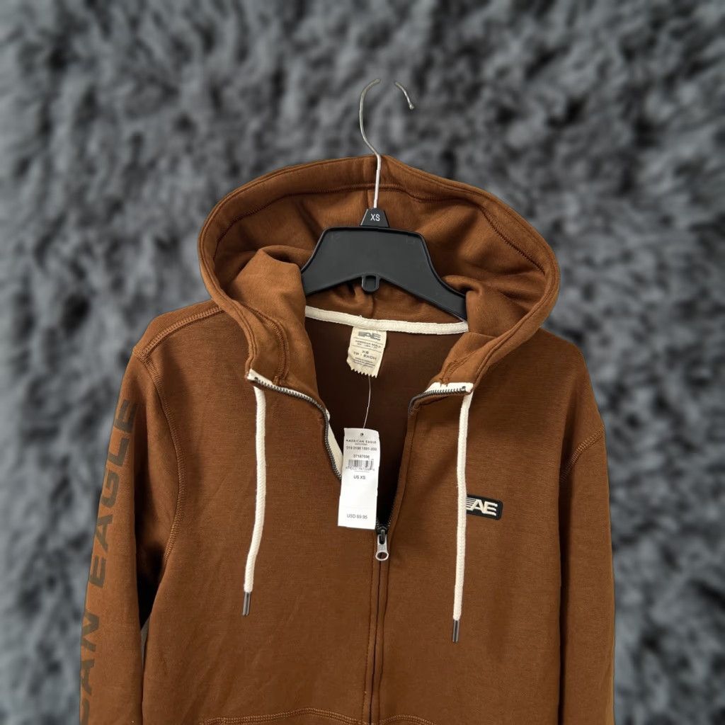 American Eagle Outfitters American Eagle Outfitters Hoodie Mens XS Brown Full Zip Logo Graphic Long Sleeve Sweatshirt Size US XS / EU 42 / 0 - 1 Thumbnail