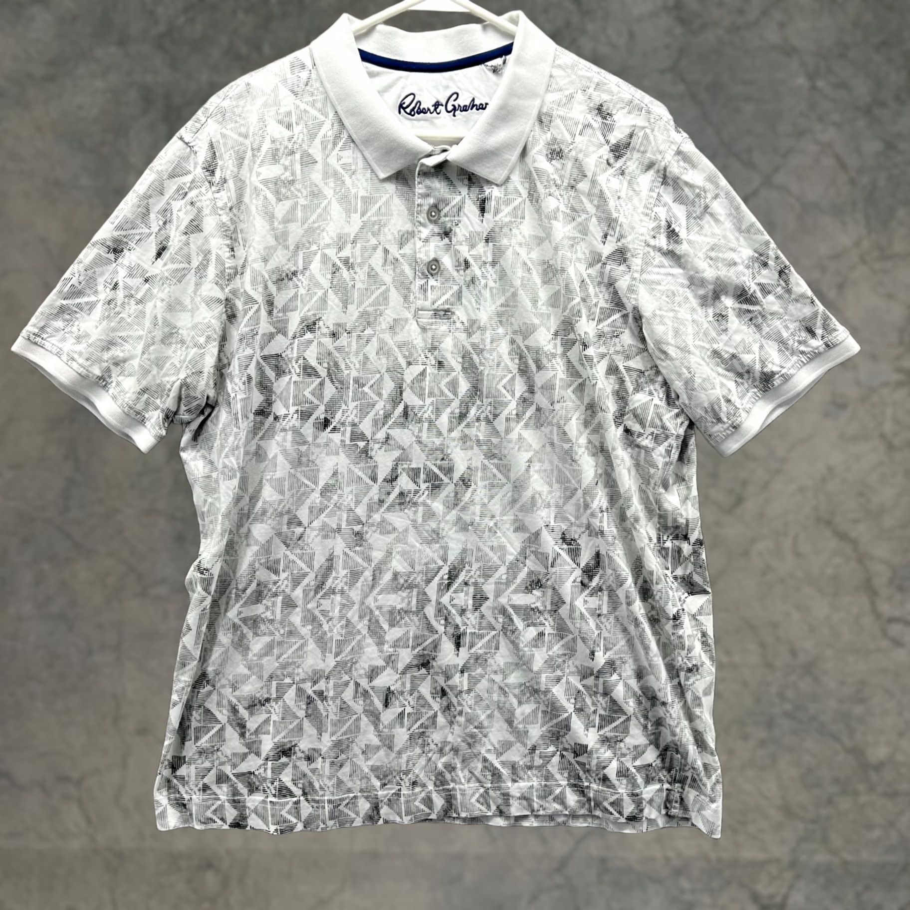 Robert Graham VINTAGE Robert Graham Polo Shirt Mens XL Gray White Geometric Golf Abstract RARE Size US XL / EU 56 / 4 - 1 Thumbnail