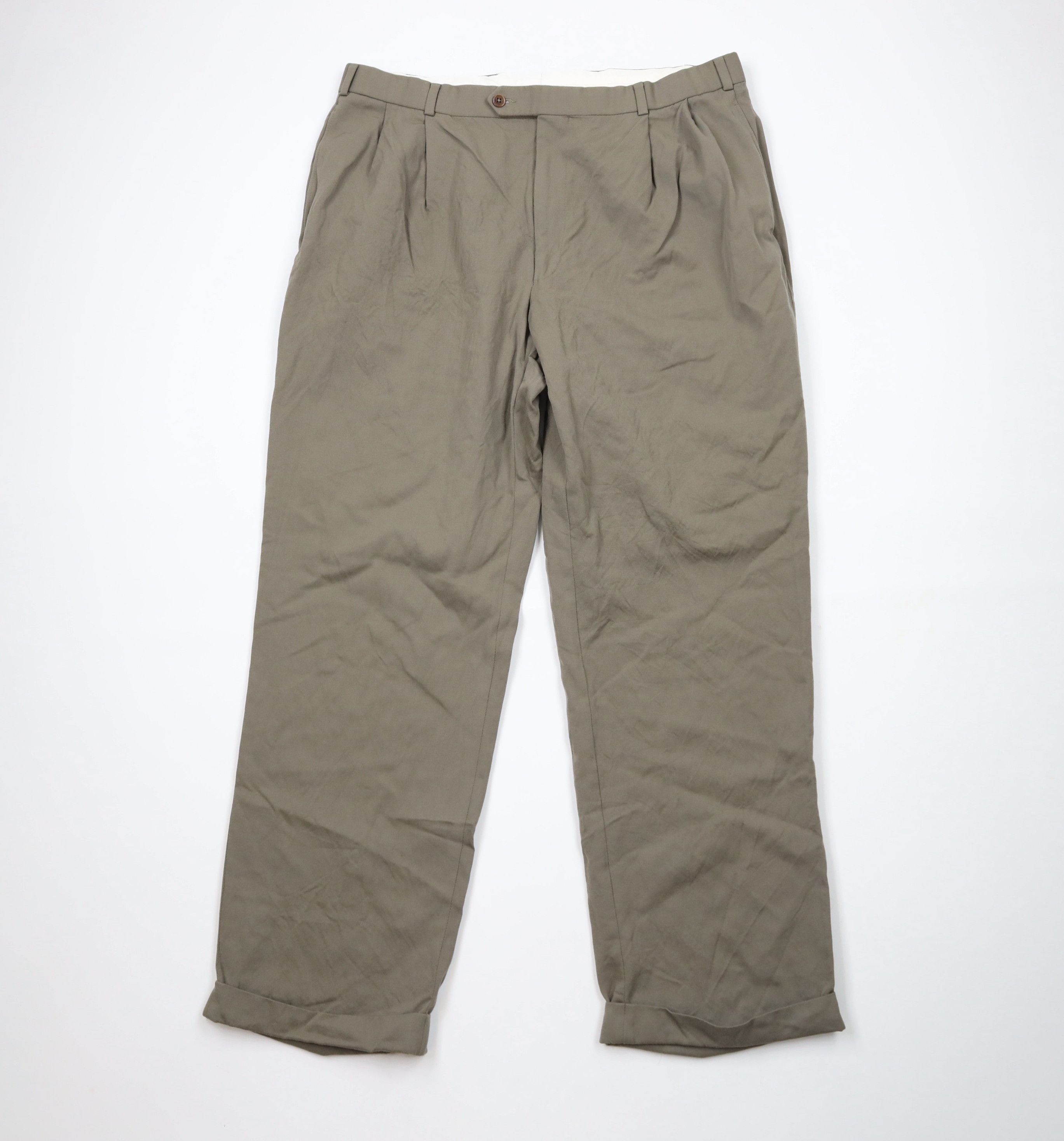 Brooks Brothers × Vintage Vintage 90s Brooks Brothers Wool Chino Pants Greenish Gray Size US 36 / EU 52 - 1 Thumbnail