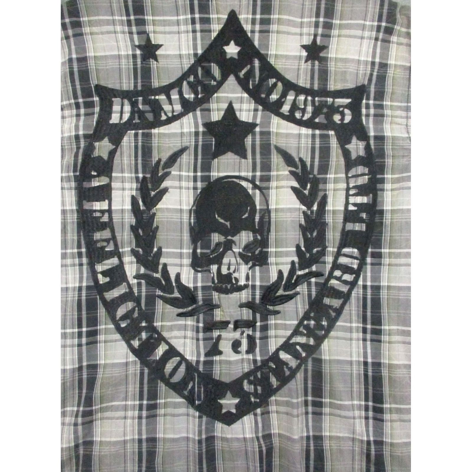 Affliction Affliction Shirt XL Gothic Embroidered Black Gray Skull Metal Shirt Button-Up Sleeve Long Collar Spread Men Size US XL / EU 56 / 4 - 3 Thumbnail