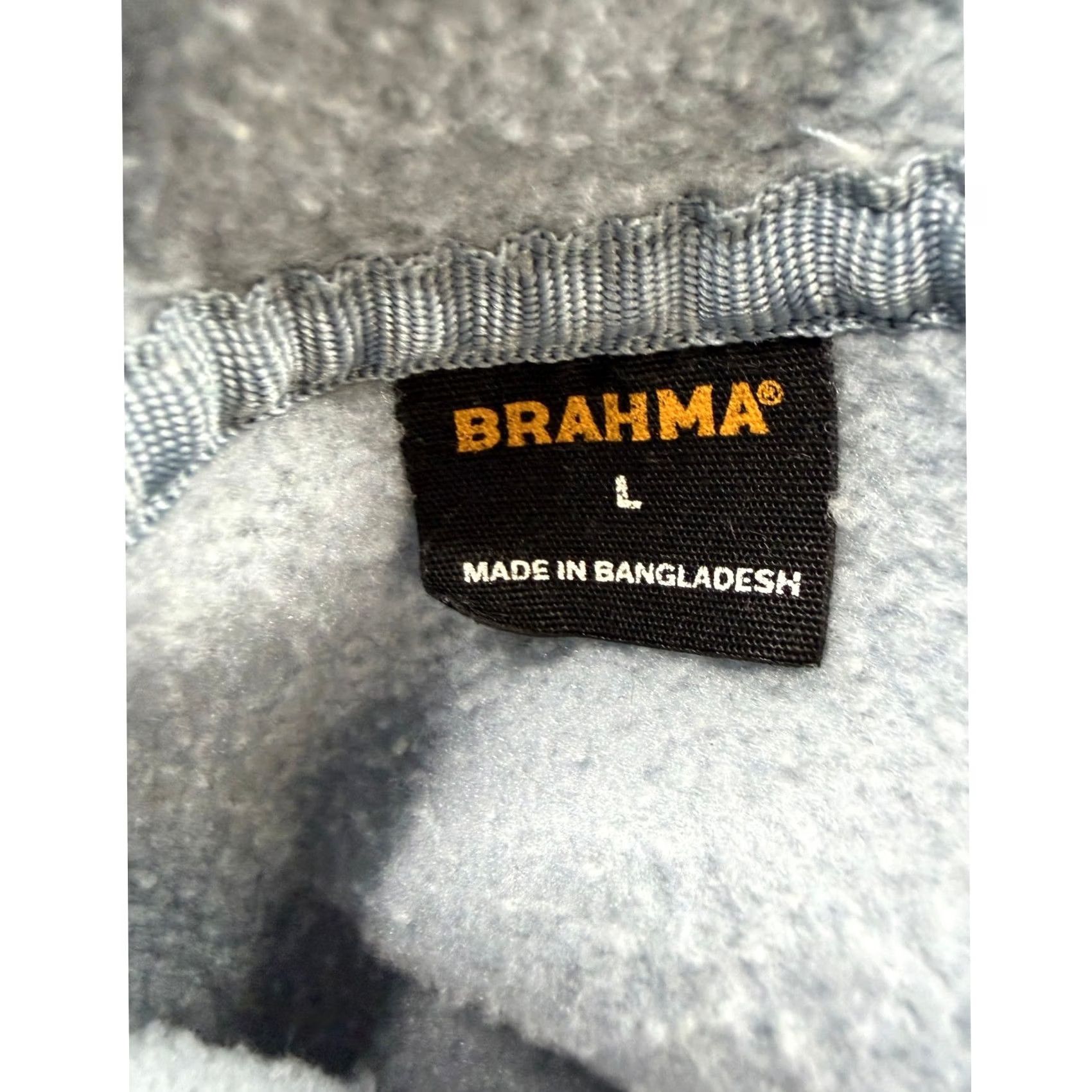 Vintage Brahma Hoodie Mens Heavyweight Fleece Lined Pullover Light Blue Kangaroo Pocket Drawstring Hooded Regular Large Mens Size US L / EU 52-54 / 3 - 8 Thumbnail