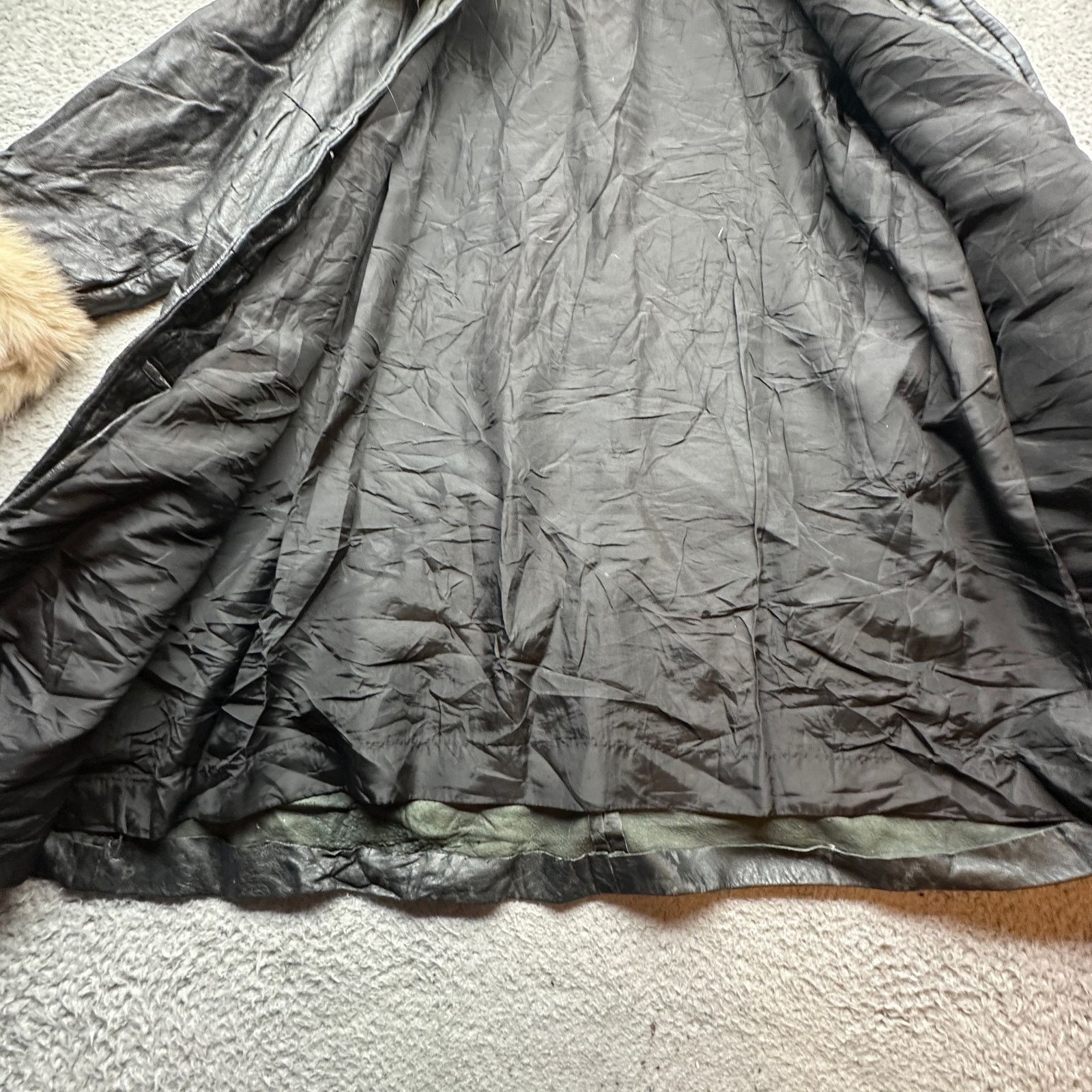 Vintage Vintage 60s 70s Black Leather Fox Fur Swing Coat Womens Size L / US 10 / IT 46 - 9 Thumbnail