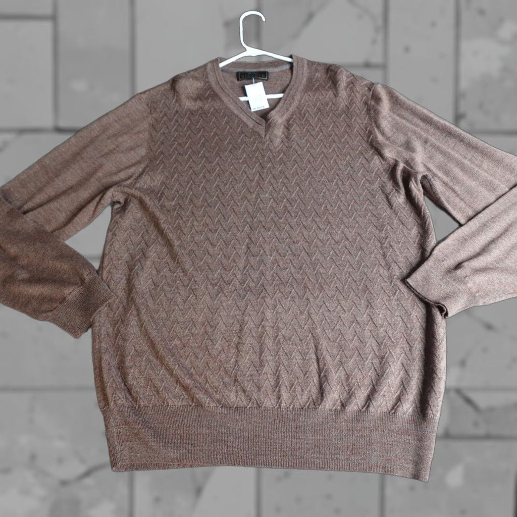 Jos. A. Bank Jos A Bank Sweater 2XL Brown V-Neck Merino Wool Blend NEW Men Pullover Long Sleeve Knit Casual Size US XXL / EU 58 / 5 - 1 Thumbnail