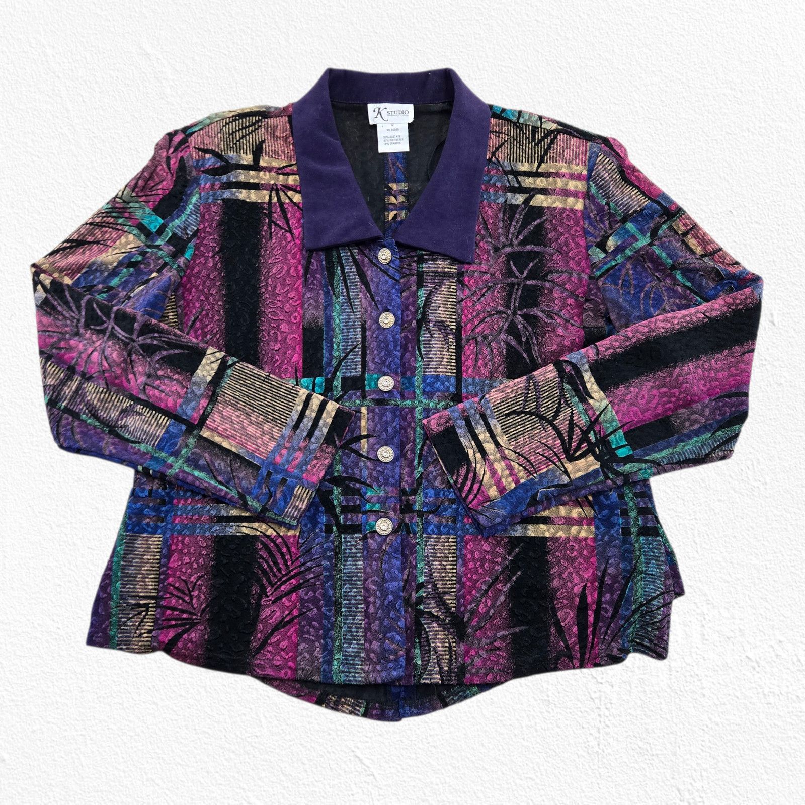 Vintage Vintage Purple Jacquard Dress Set Jacket Set Size 12 Size XL / US 12-14 / IT 48-50 - 5 Thumbnail