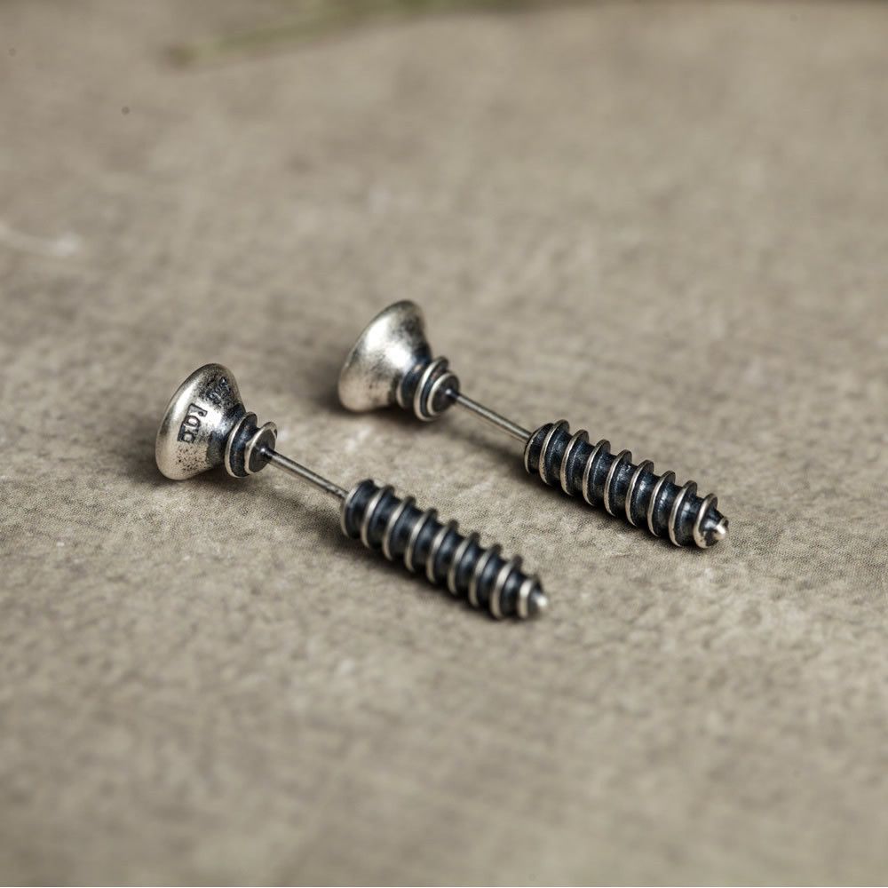 Jewelry Screw Hip-hop Earrings One Pairs Chrome Jewelry Size ONE SIZE - 2 Thumbnail