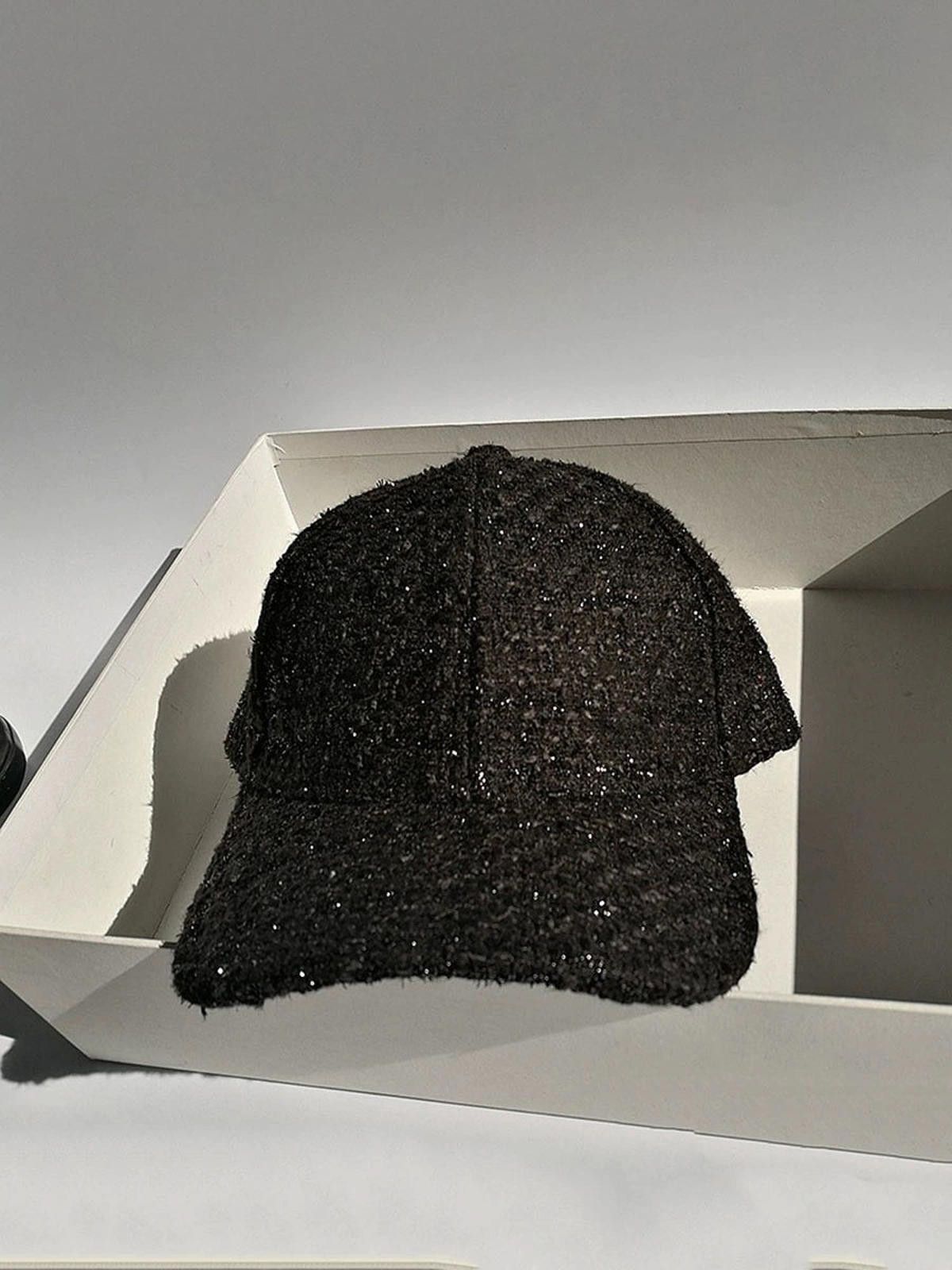 Japanese Brand Black Sparkly Tweed Baseball Cap Size ONE SIZE - 1 Thumbnail