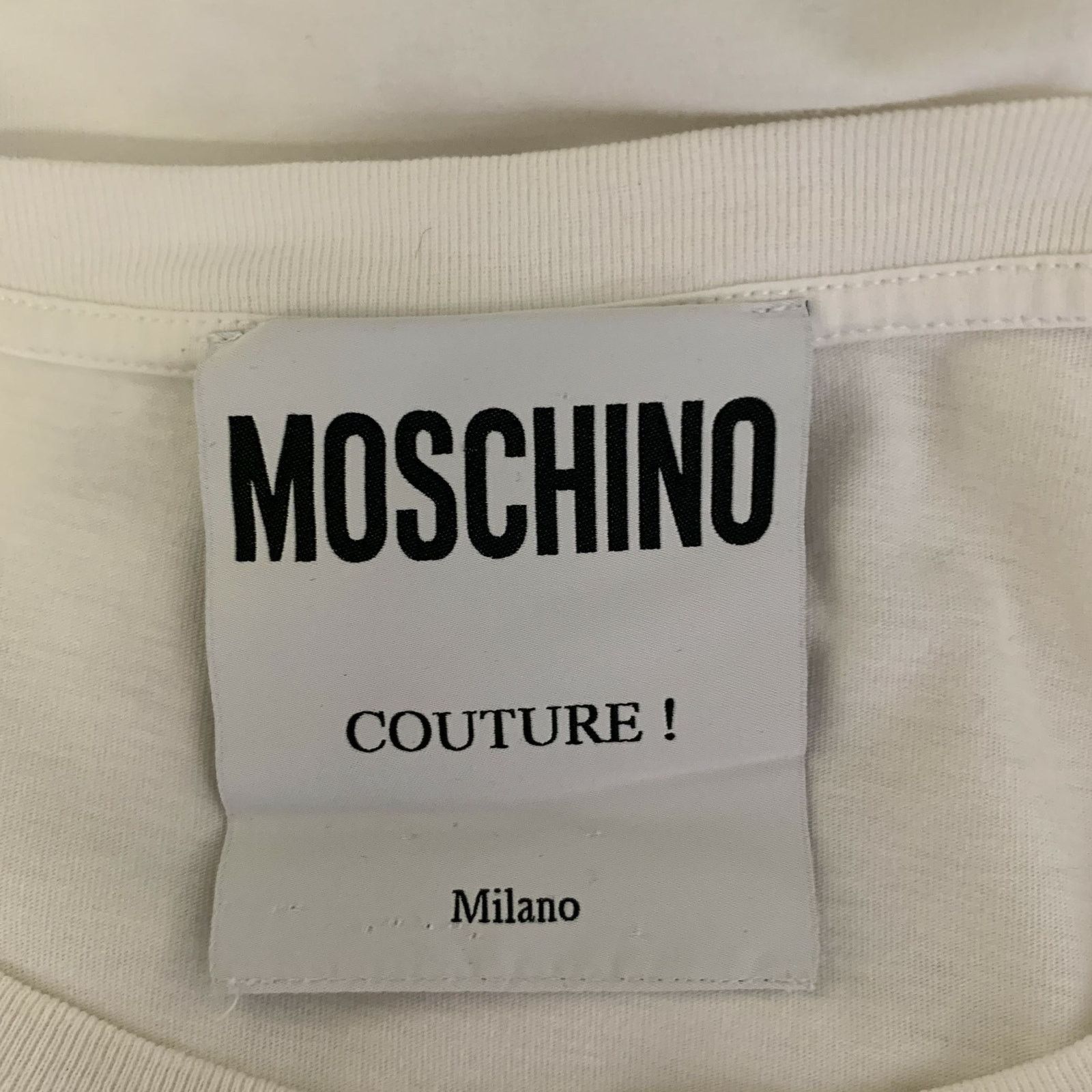 Moschino MOSCHINO Size M White Black Logo Cotton Lightweight T-shirt Size US M / EU 48-50 / 2 - 7 Thumbnail