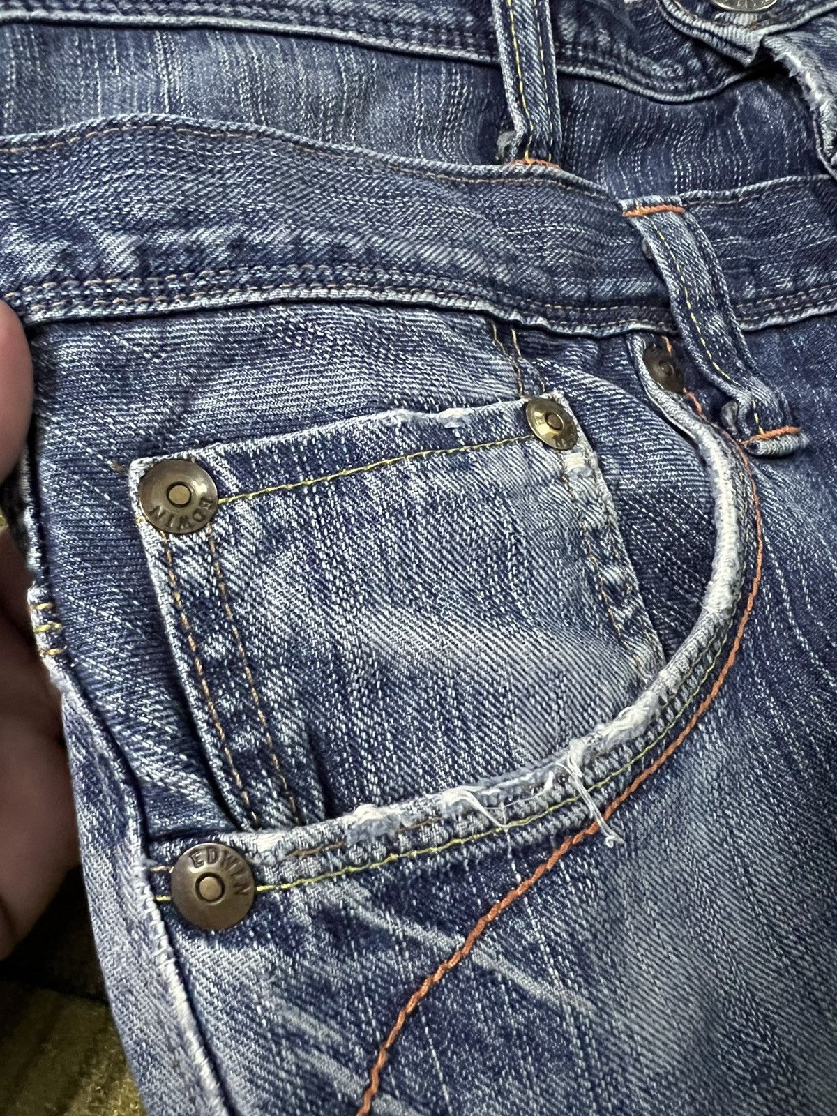 Edwin × If Six Was Nine VTG EDWIN DOUBLE WAIST DISTRESSED JEANS VERY RARE Size US 31 - 8 Thumbnail