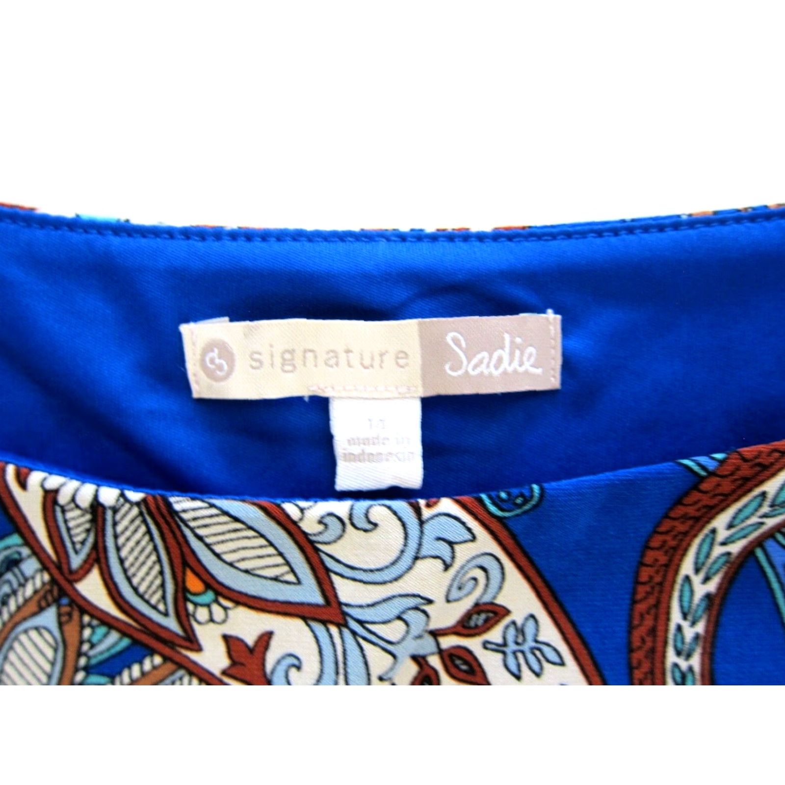 Vintage Signature Sadie Blue Green Brown Paisley Stretch Ruched Tank Sheath Dress 14 Size XL / US 12-14 / IT 48-50 - 4 Thumbnail