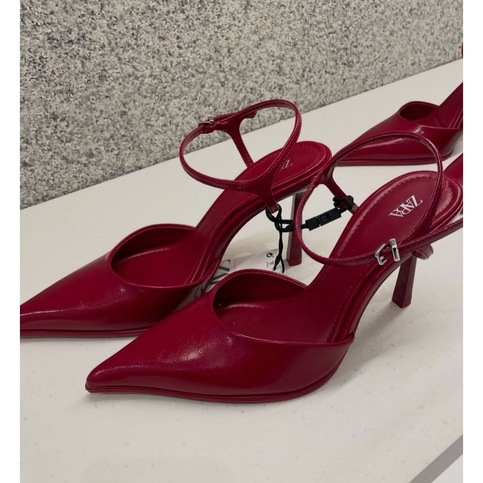 Zara ZARA Cherry Red Slingback Heels Pointed Toe Pumps NWT Size US 10 / IT 40 - 19 Thumbnail
