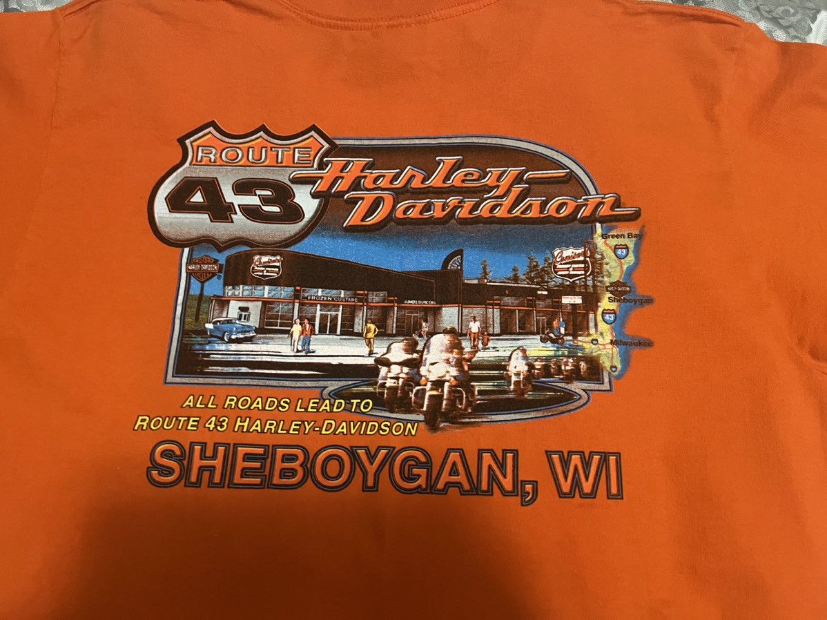 image of Harley Davidson Vintage Sheboygan Wi Harley T Shirt in Orange, Men's (Size Large)